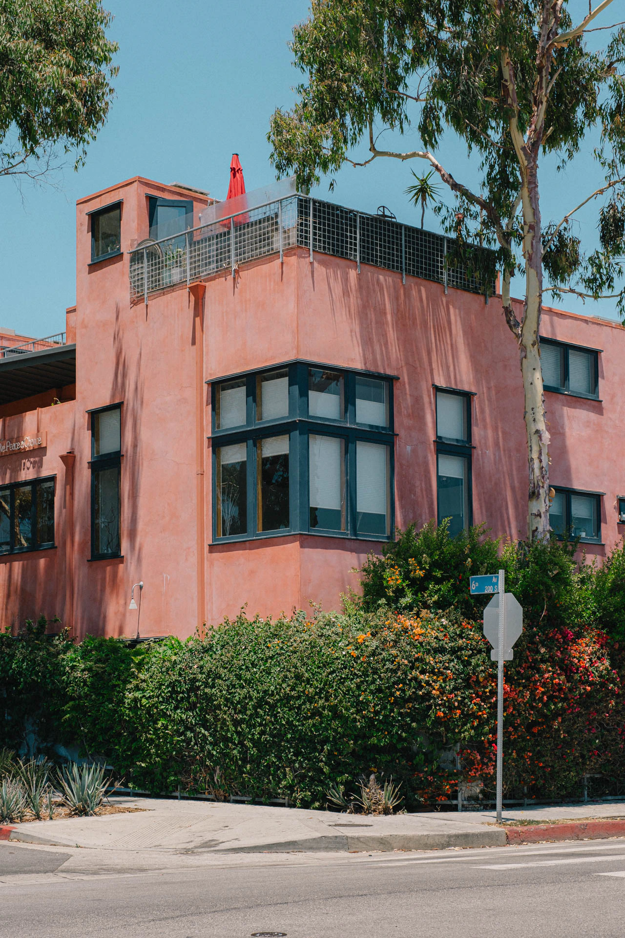 pastel red house in Los Angeles