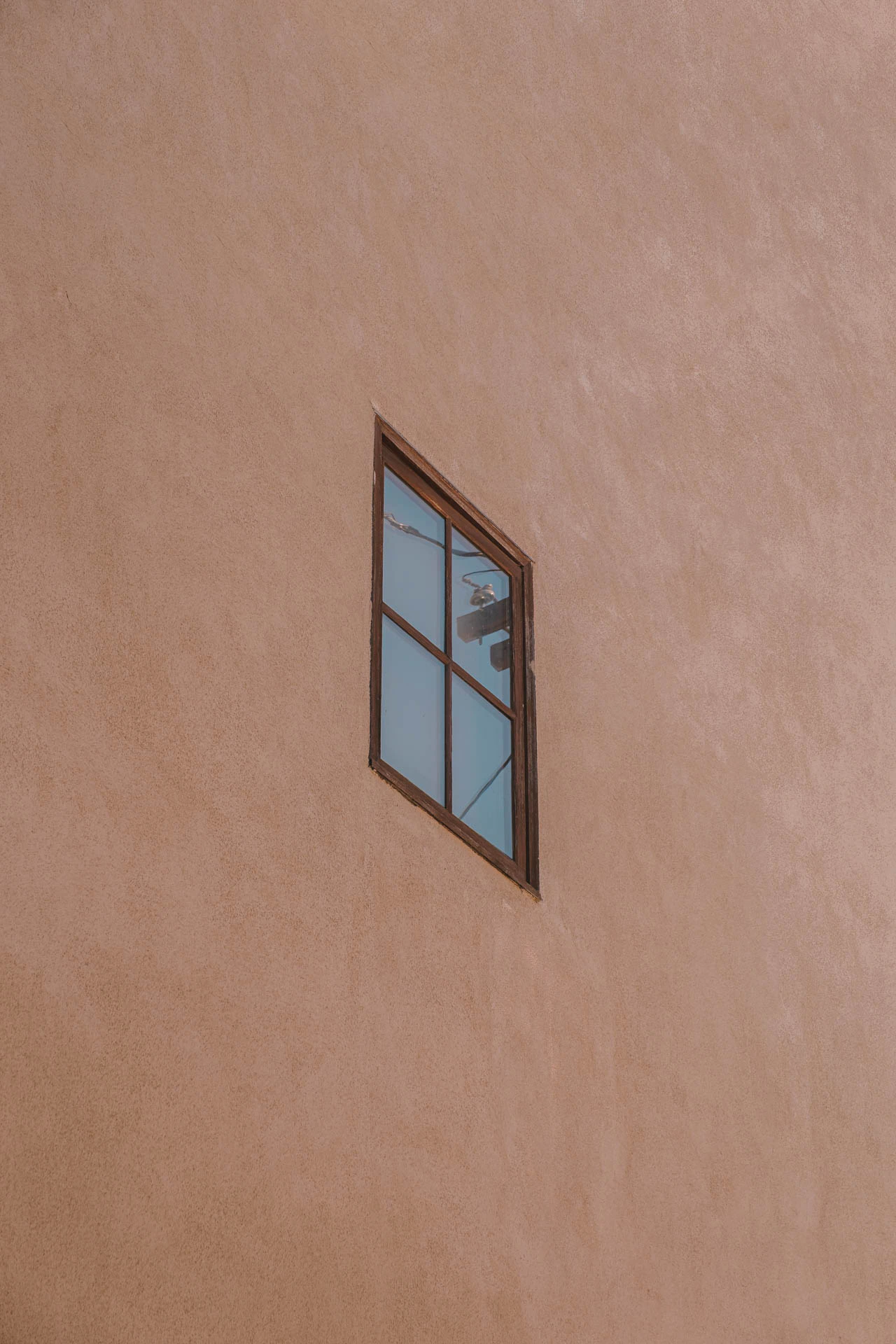 power lines in a window reflection in Santa Monica