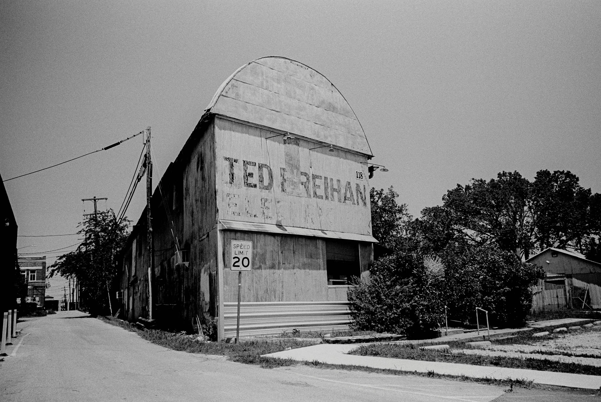 factory on black and white film in San Marcos