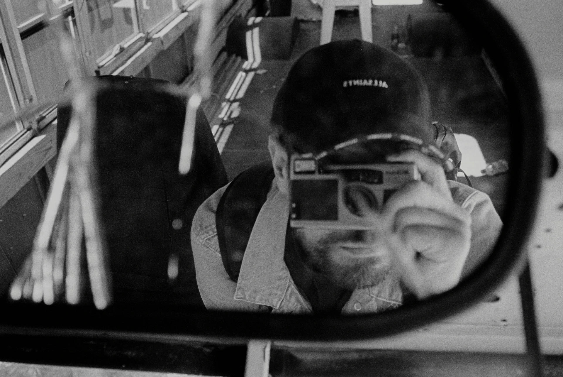 black and white film selfie of Jonathan Grado