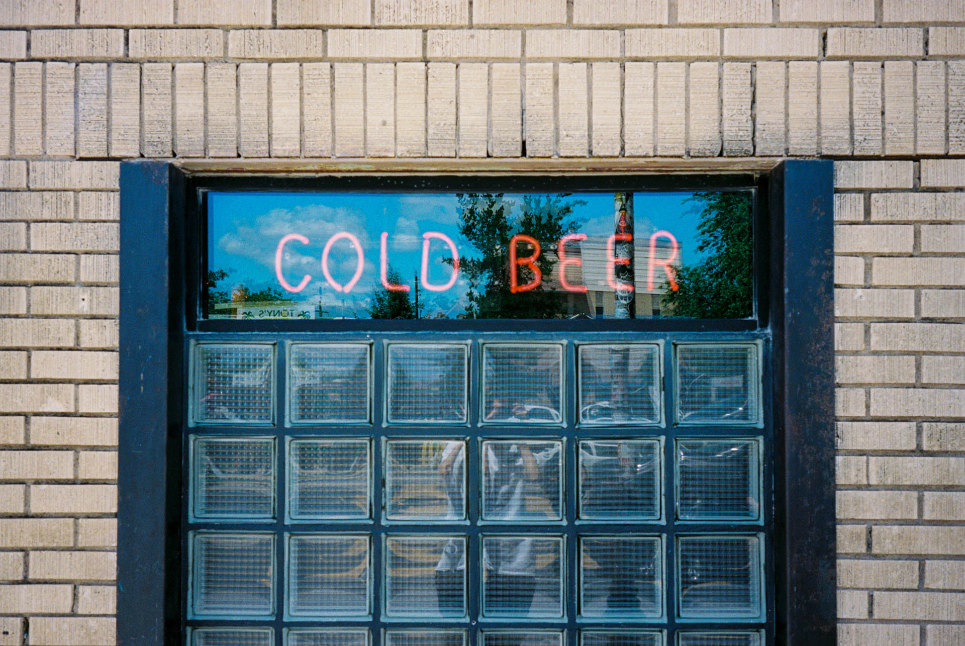 cold beer neon sign at nickel city on film