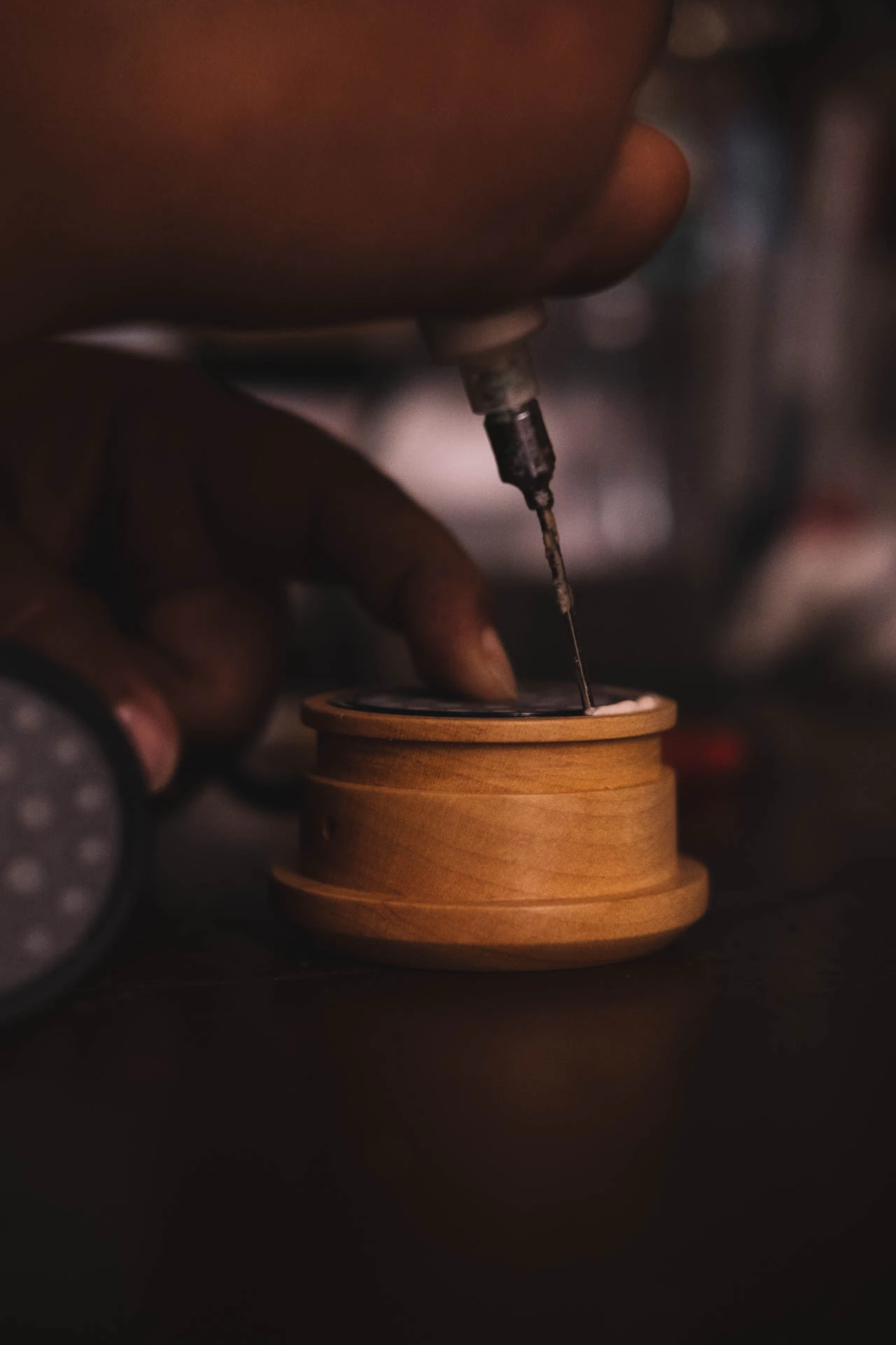 Grado Labs Pokémon wooden headphones on the workbench