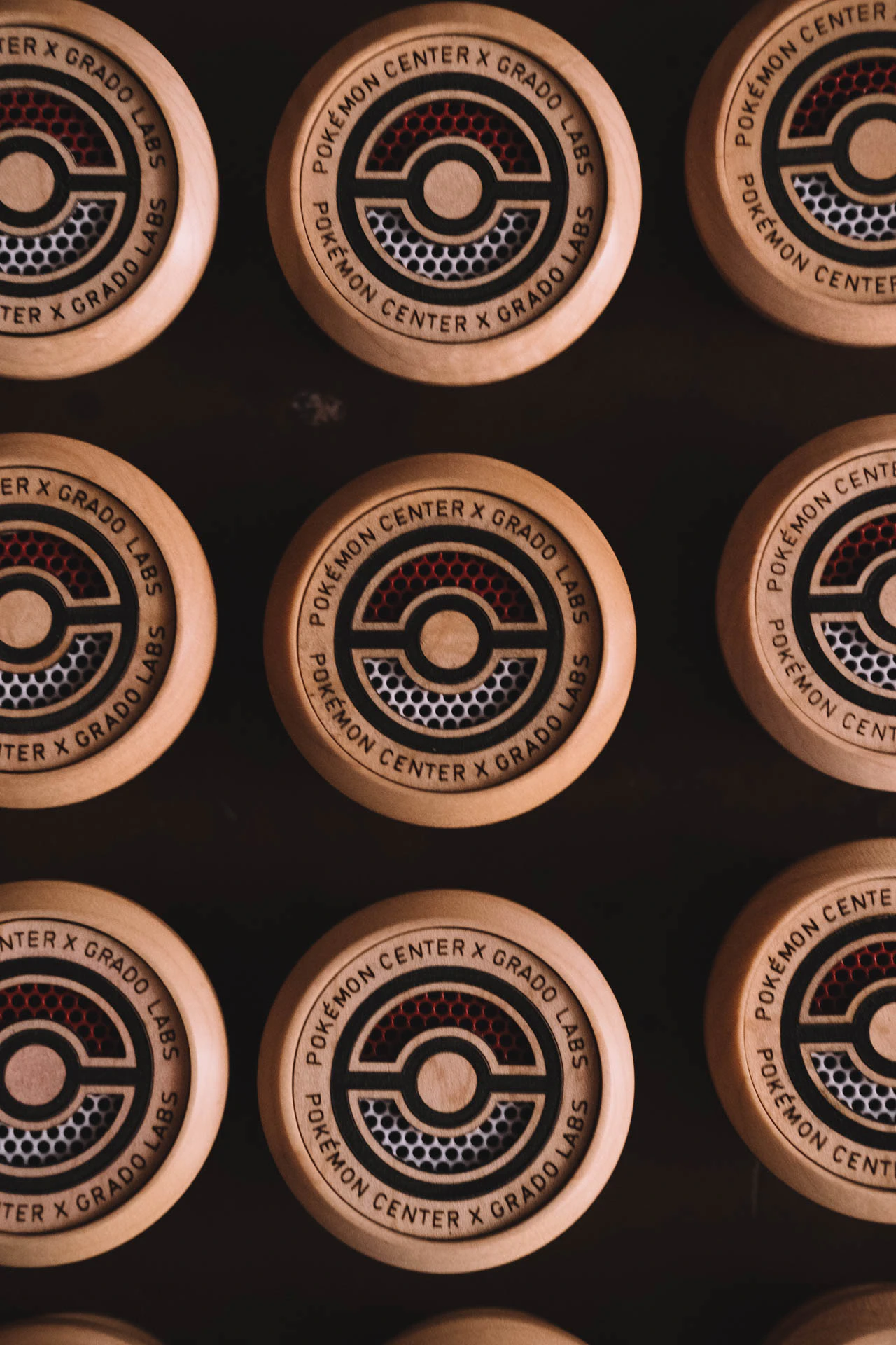 Grado Labs Pokémon wooden headphones on the workbench