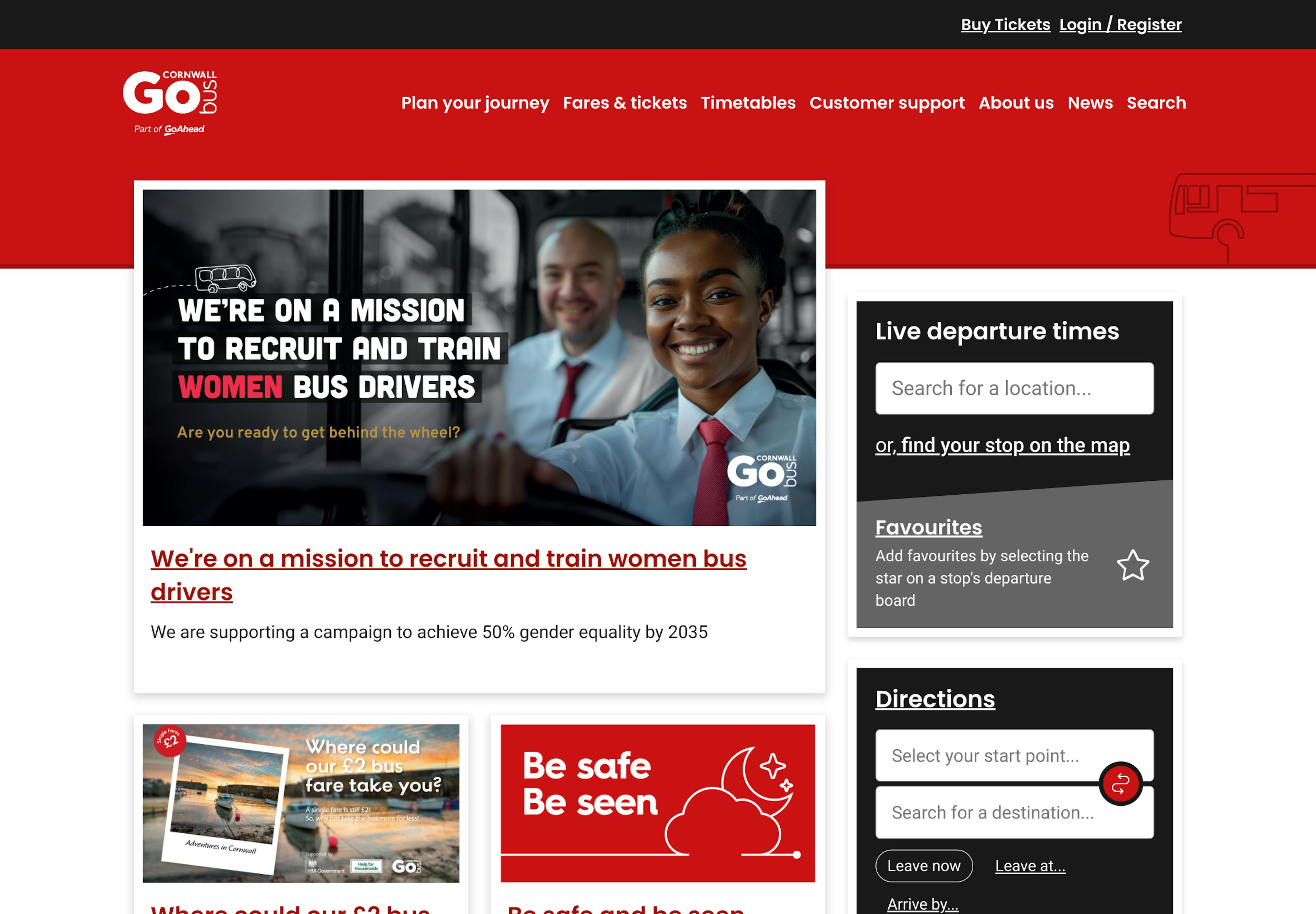 A screenshot of the Go Cornwall homepage