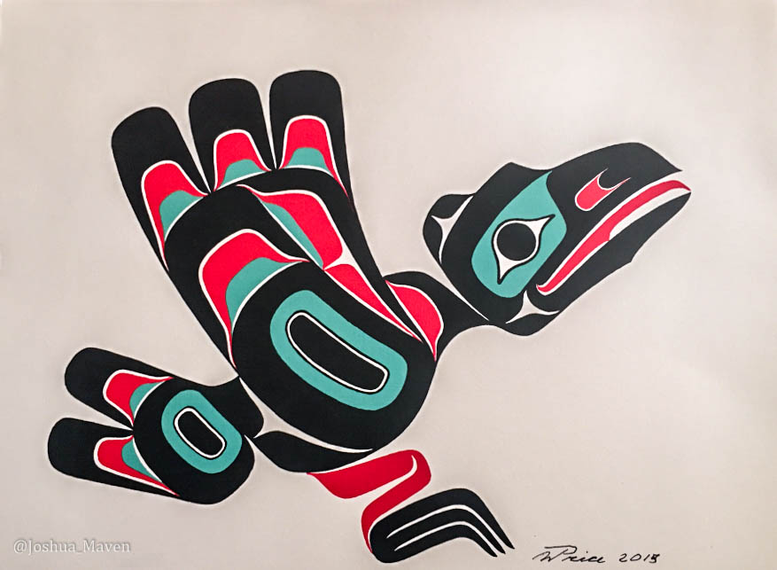 One of Wayne's personal works of a raven in Northwest Coast style.