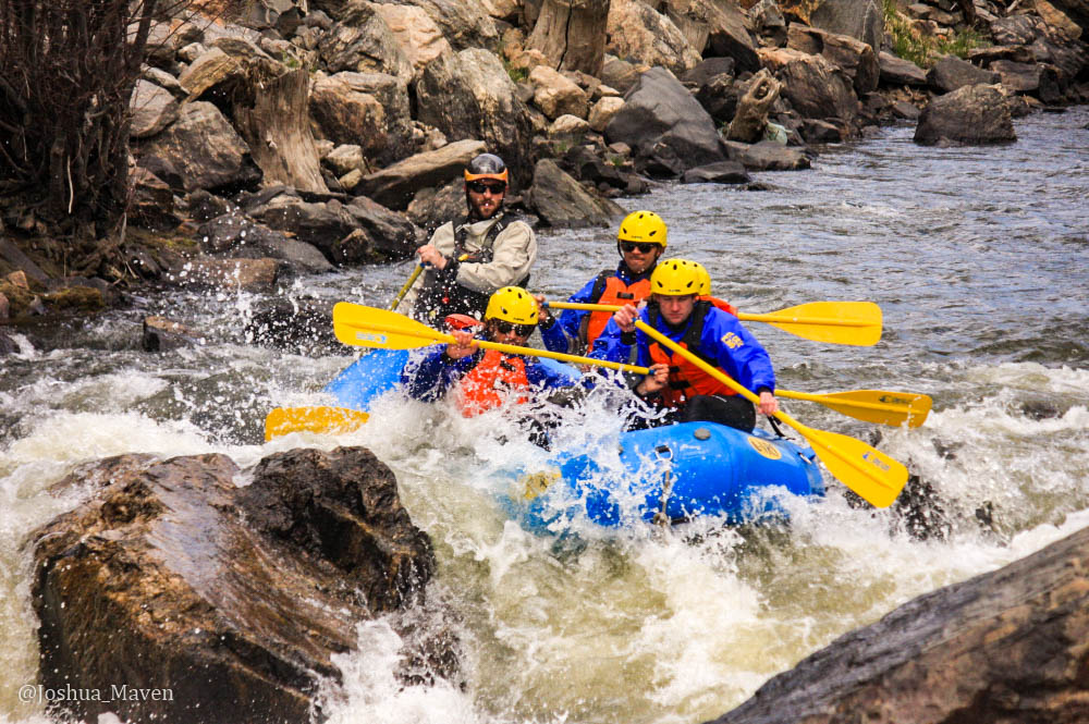 I'm in the front of the raft, and Justin is in the back. This might have been the moment right before I went over. 