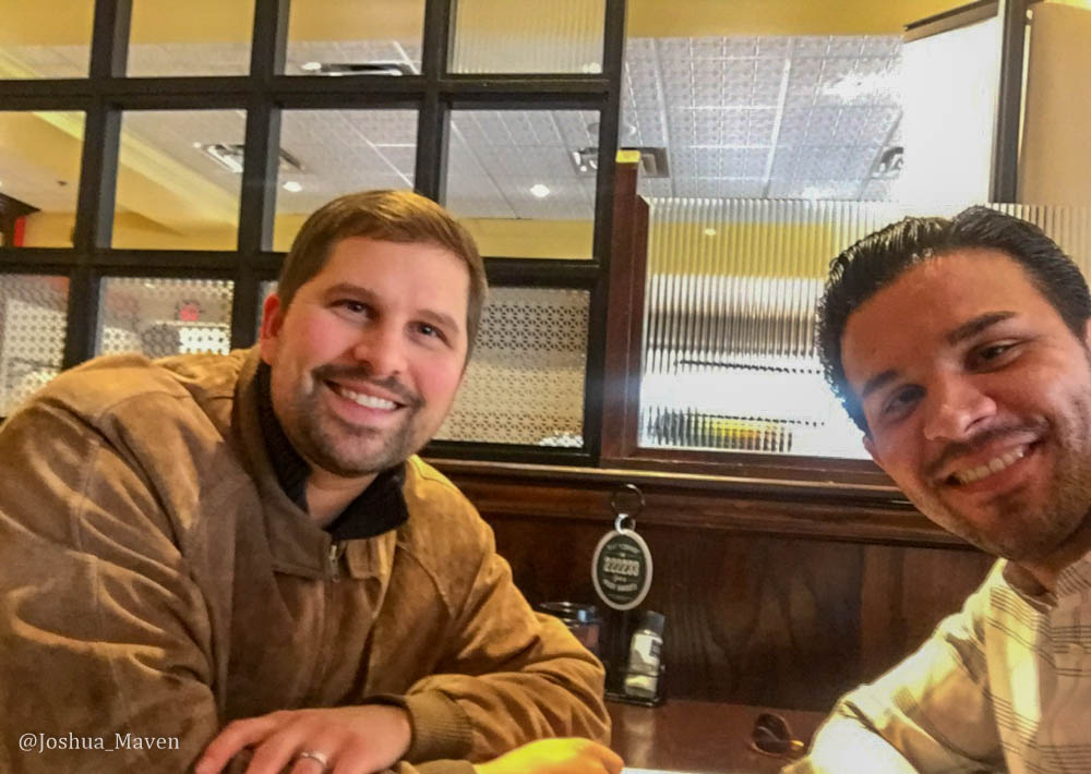 Blake Kimzey, my writing coach and founder of Writing Workshops Dallas, and I discussing my manuscript over a cup of jo. 