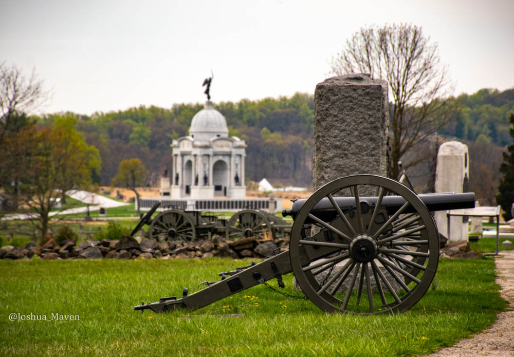 Pennsylvania State Memorial at Gettysburg in the background.