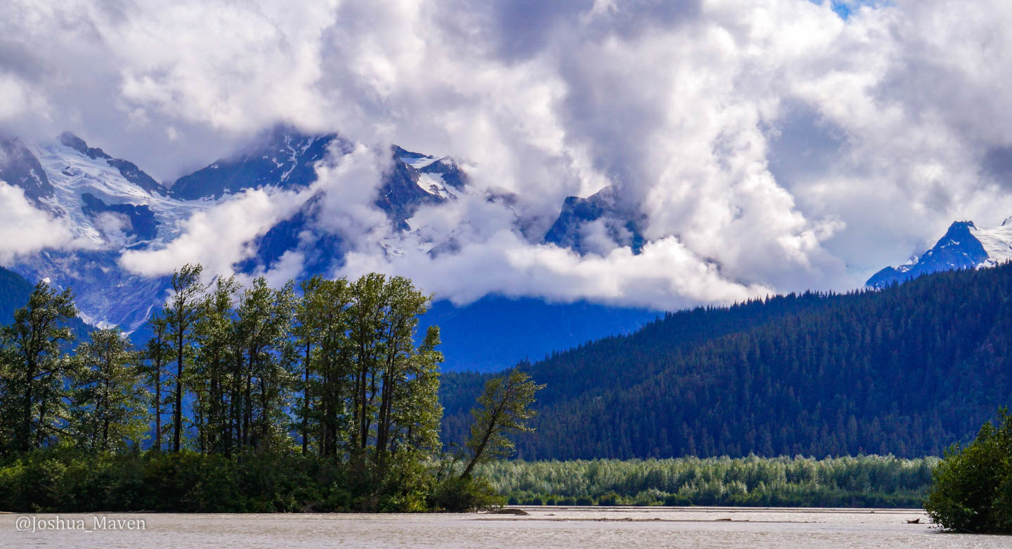 The clouds billowing above the Chilkat Bald Eagle Preserve, the site of the largest concentration of bald eagles in the world. 