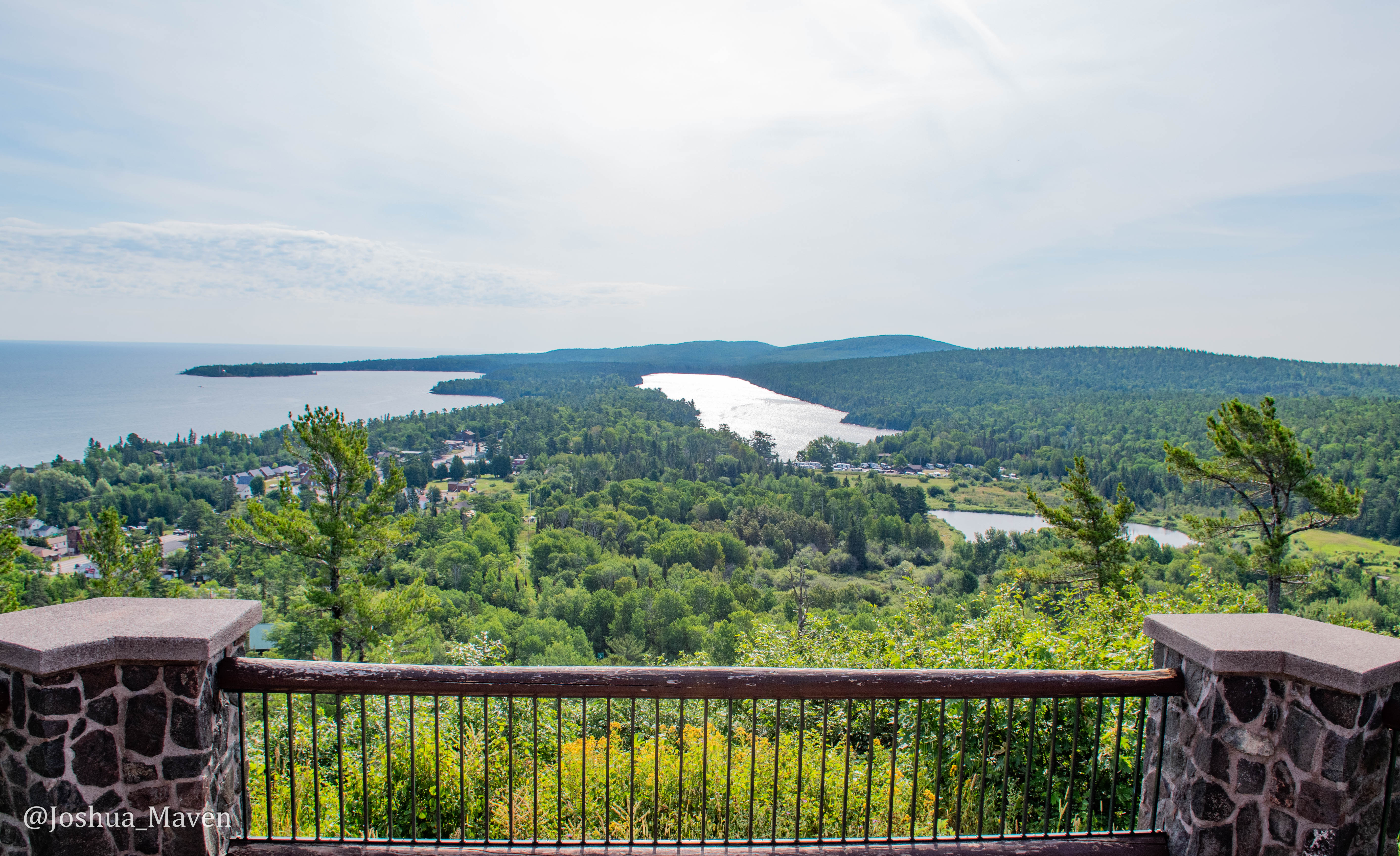 View of Copper Harbor from Brockway Mountain. The town received its name as a result of the large copper deposits in the area.