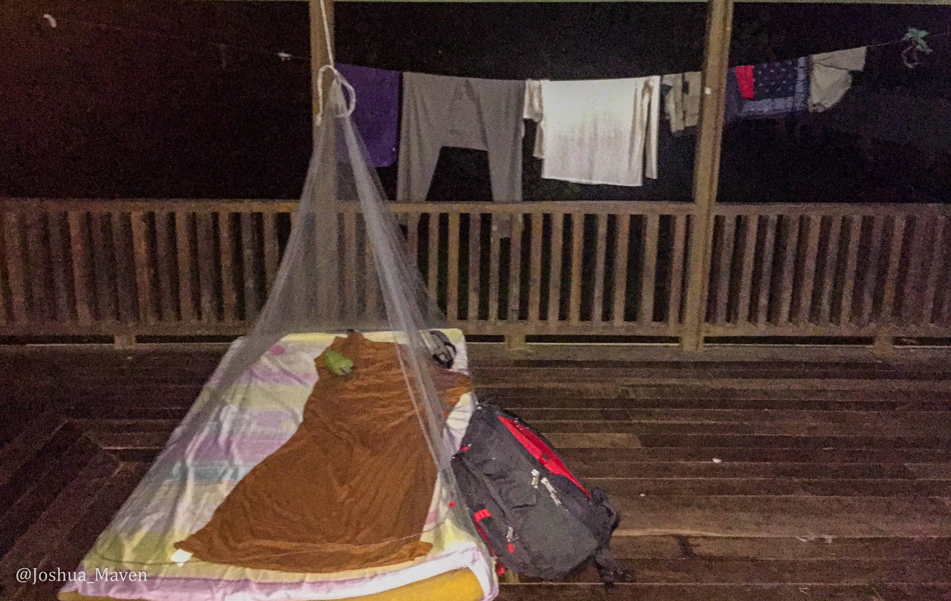 Here was my home away from home for the night. Not the nicest digs but better than sleeping in the middle of the jungle.