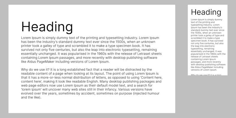 Two screenshots of a website side-by-side, the scaling seems much better now