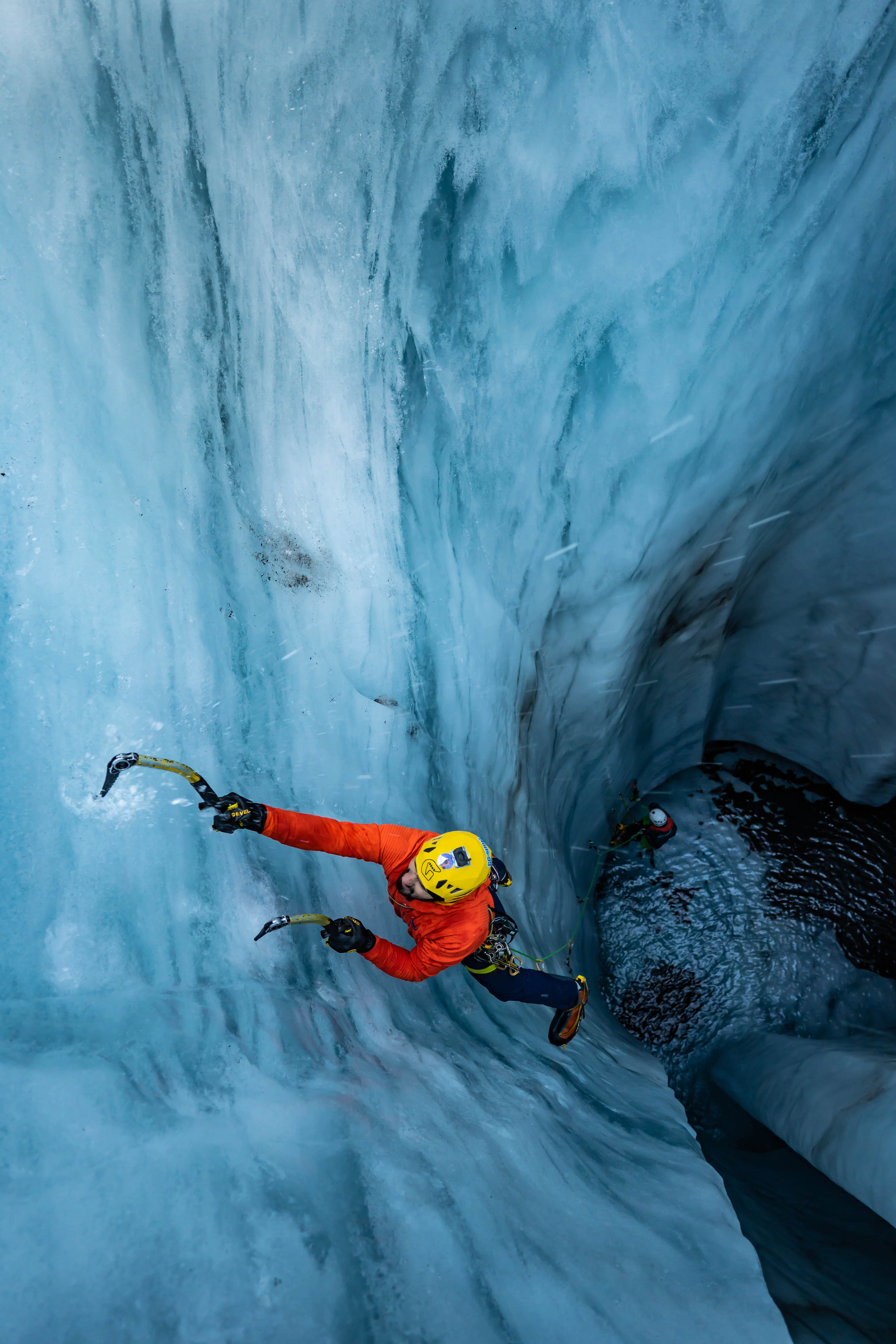 Glacier moulins ice climbing