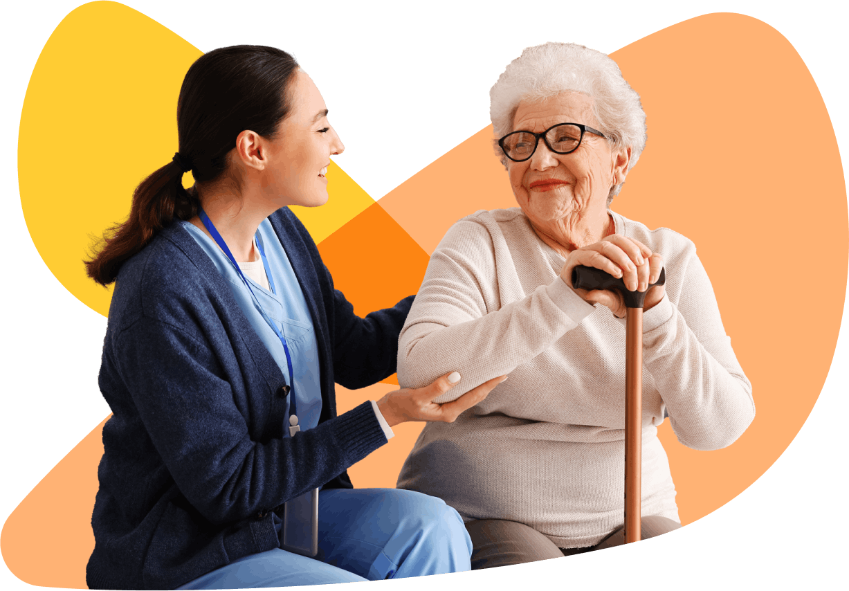 Elderly woman receiving care