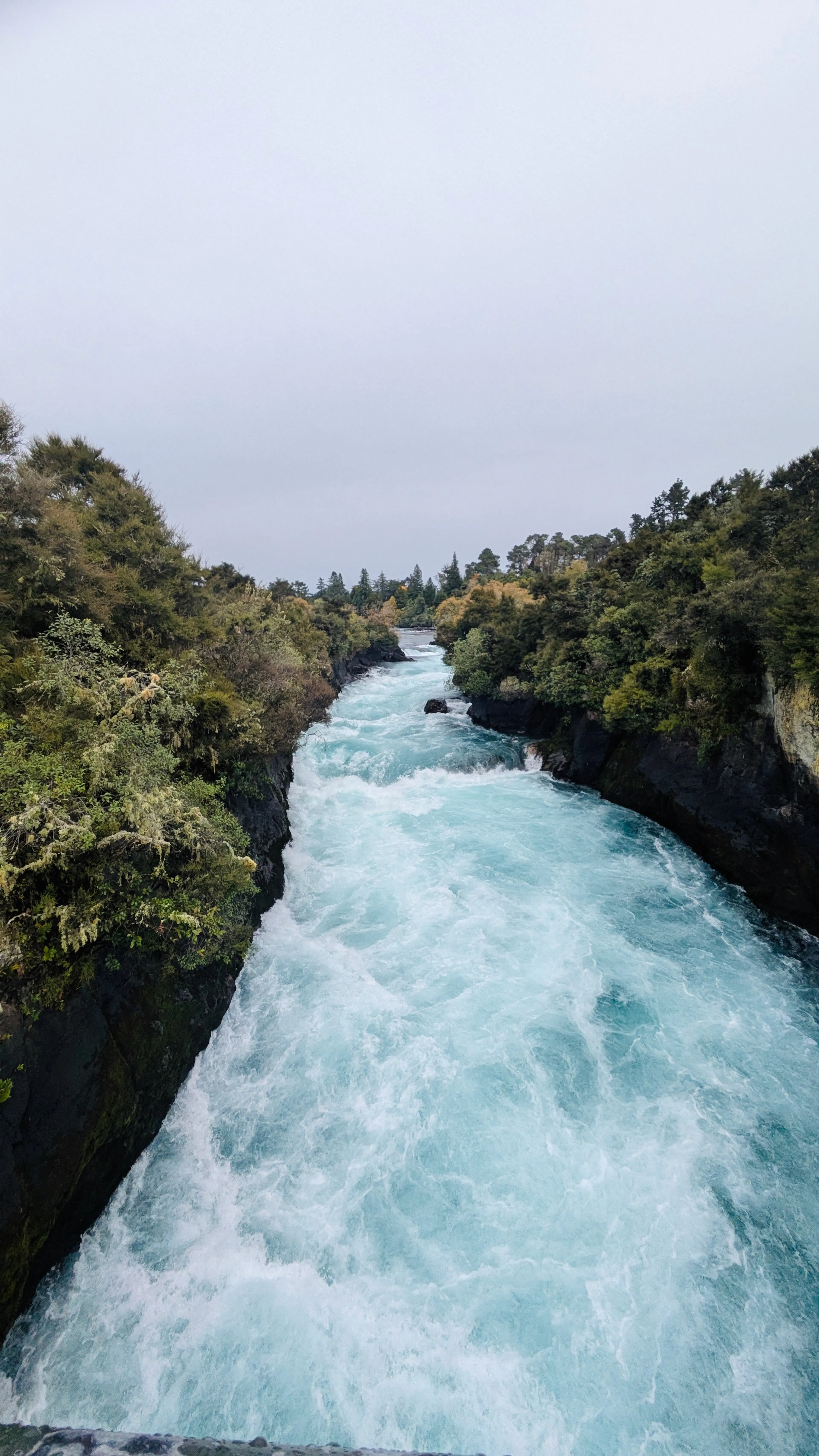 The ice-blue water of Huka Falls