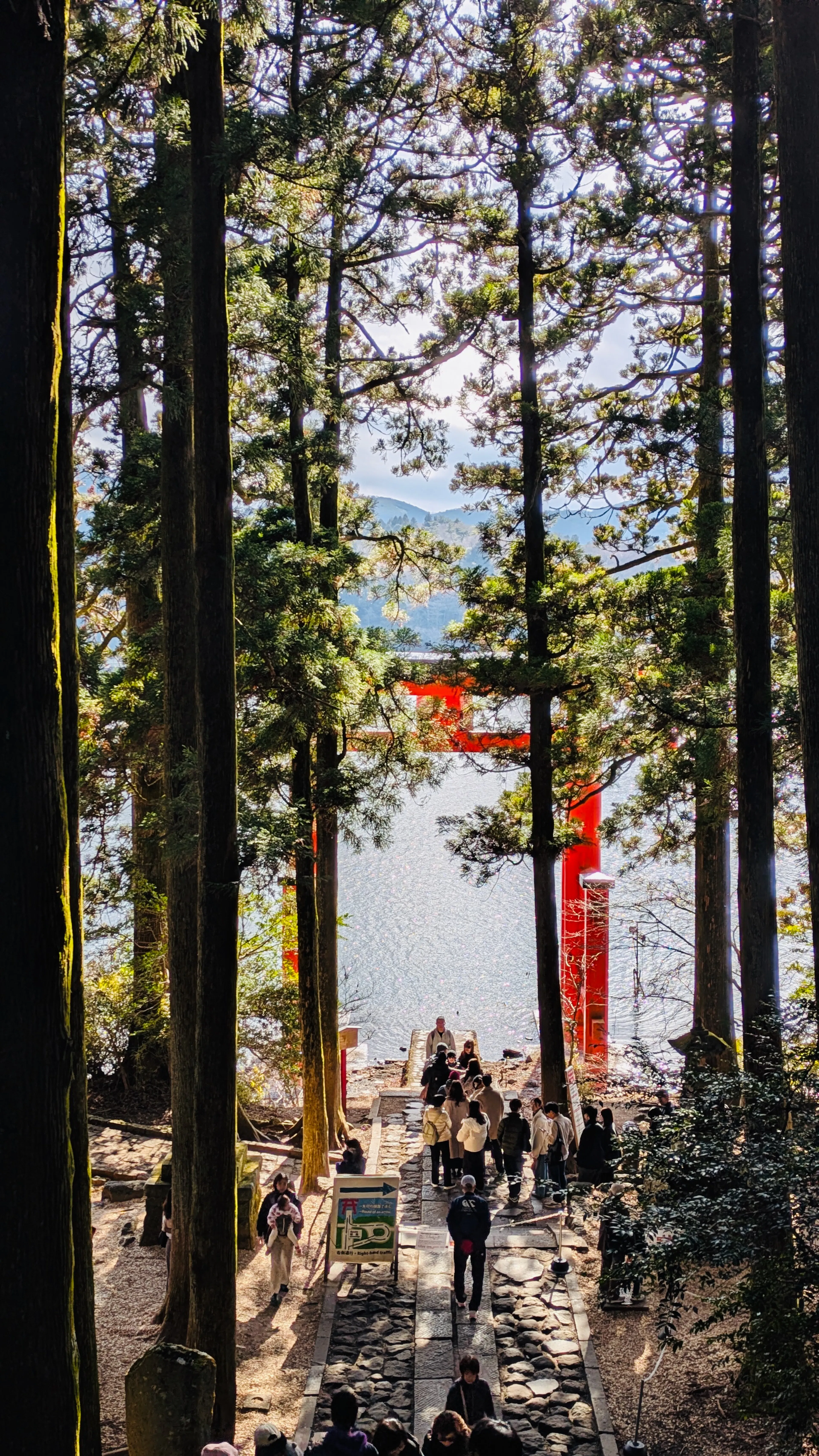 Beautiful Hakone Shrine on water