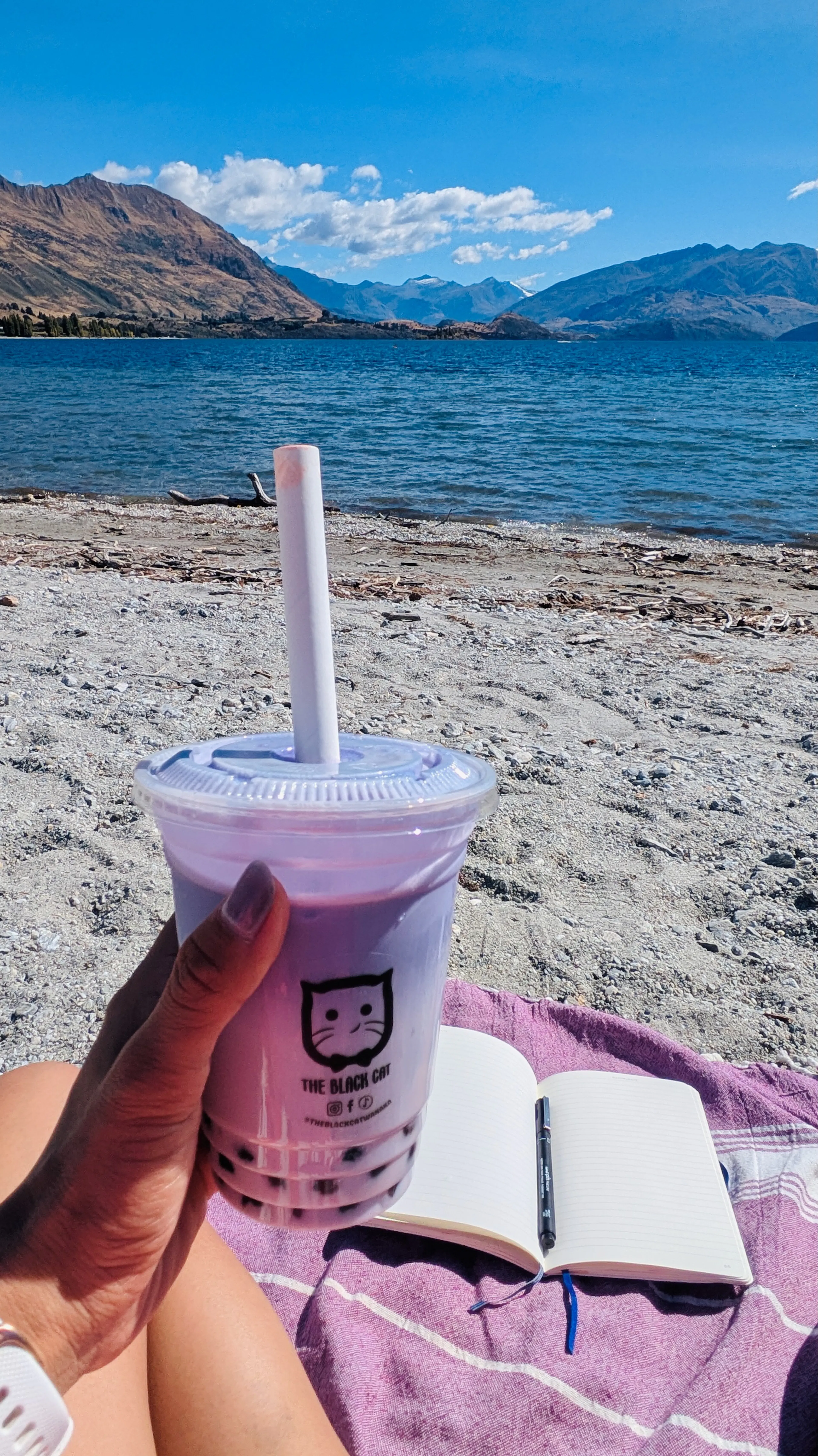 Bubble tea by a glacier lake is next level!