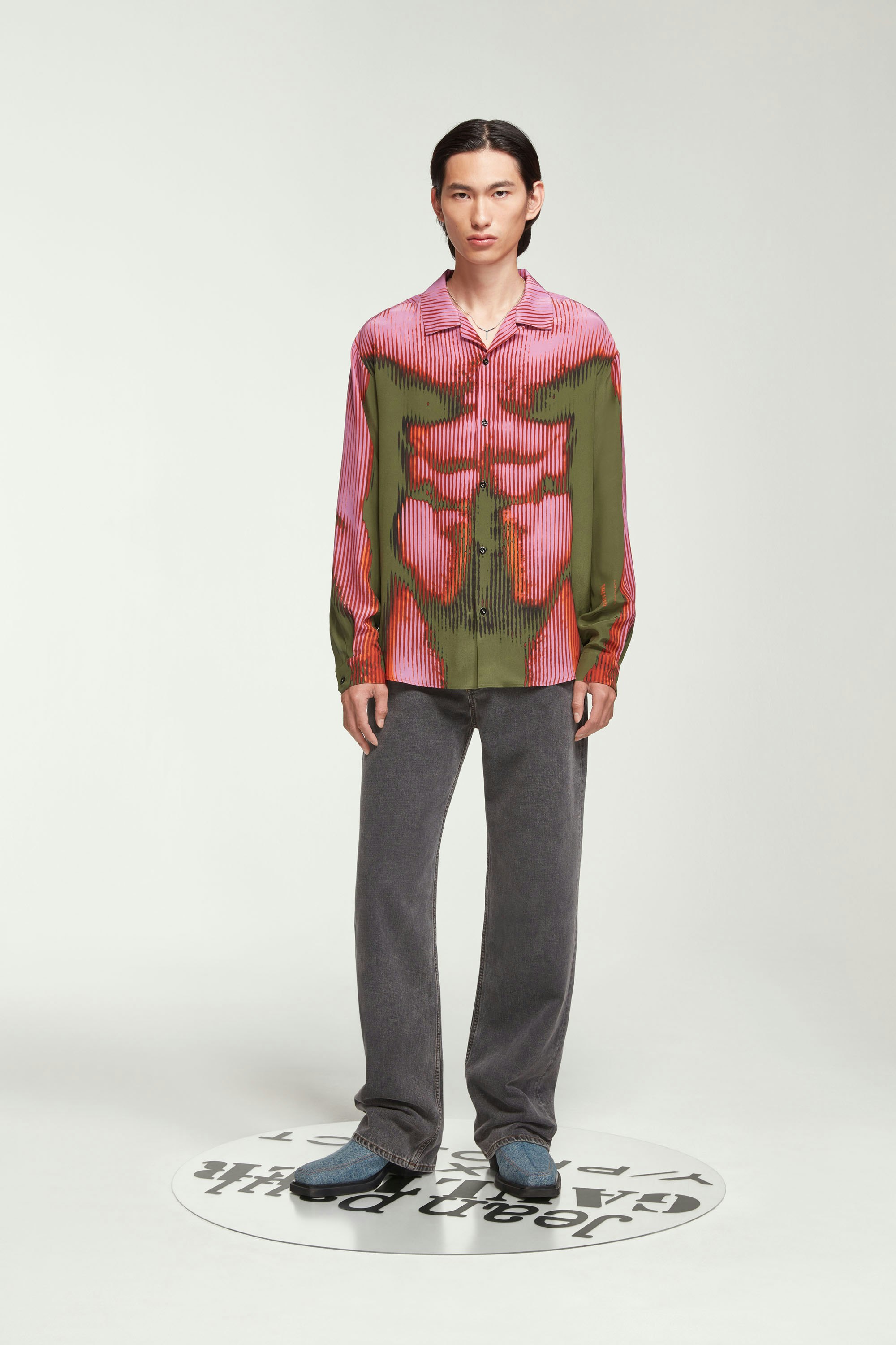 The Pink & Khaki Body Morph Pyjama Top by Jean Paul Gaultier x Y/Project