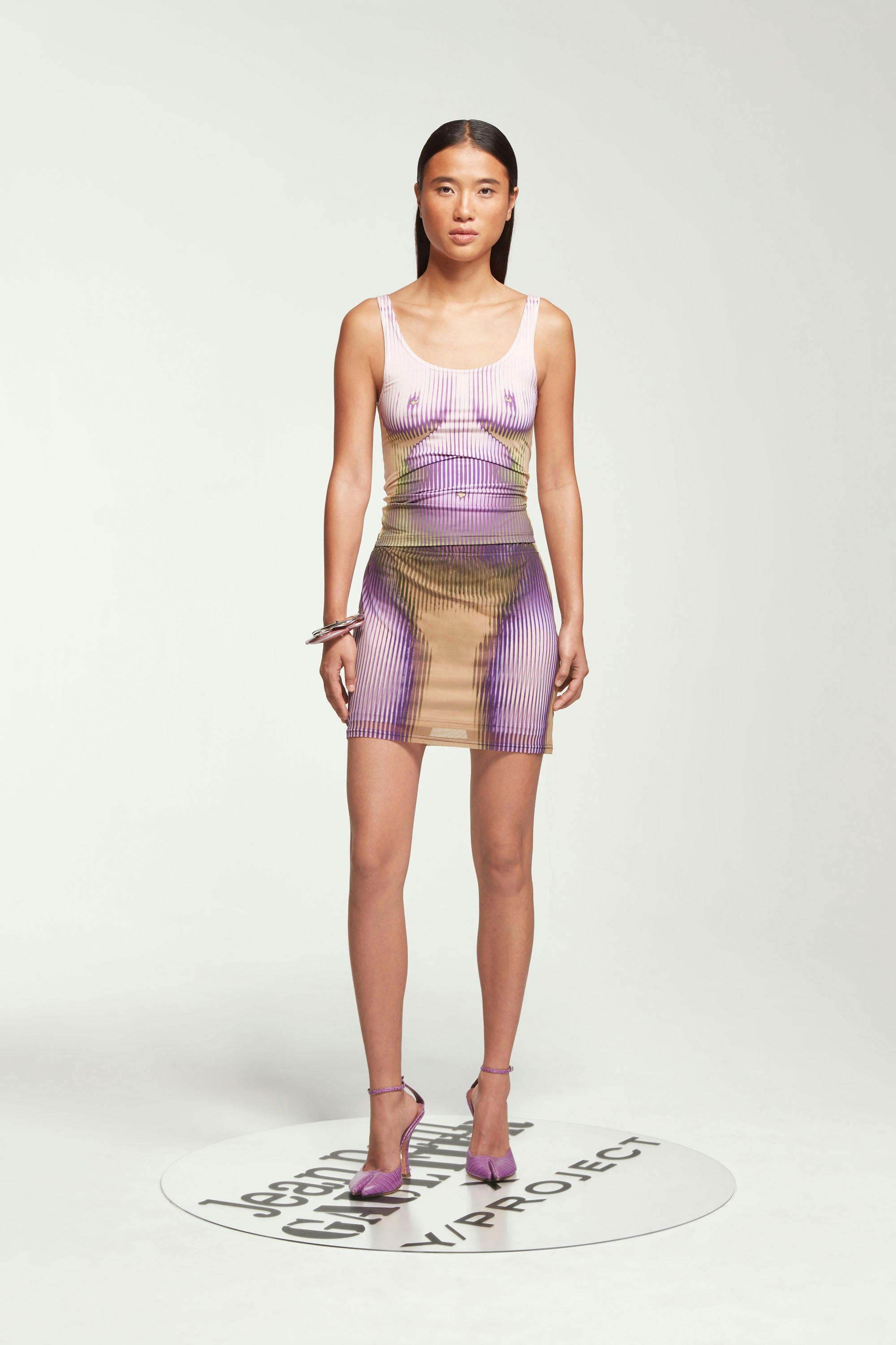 The Purple & Beige Body Morph Mini Skirt by Jean Paul Gaultier x Y/Project