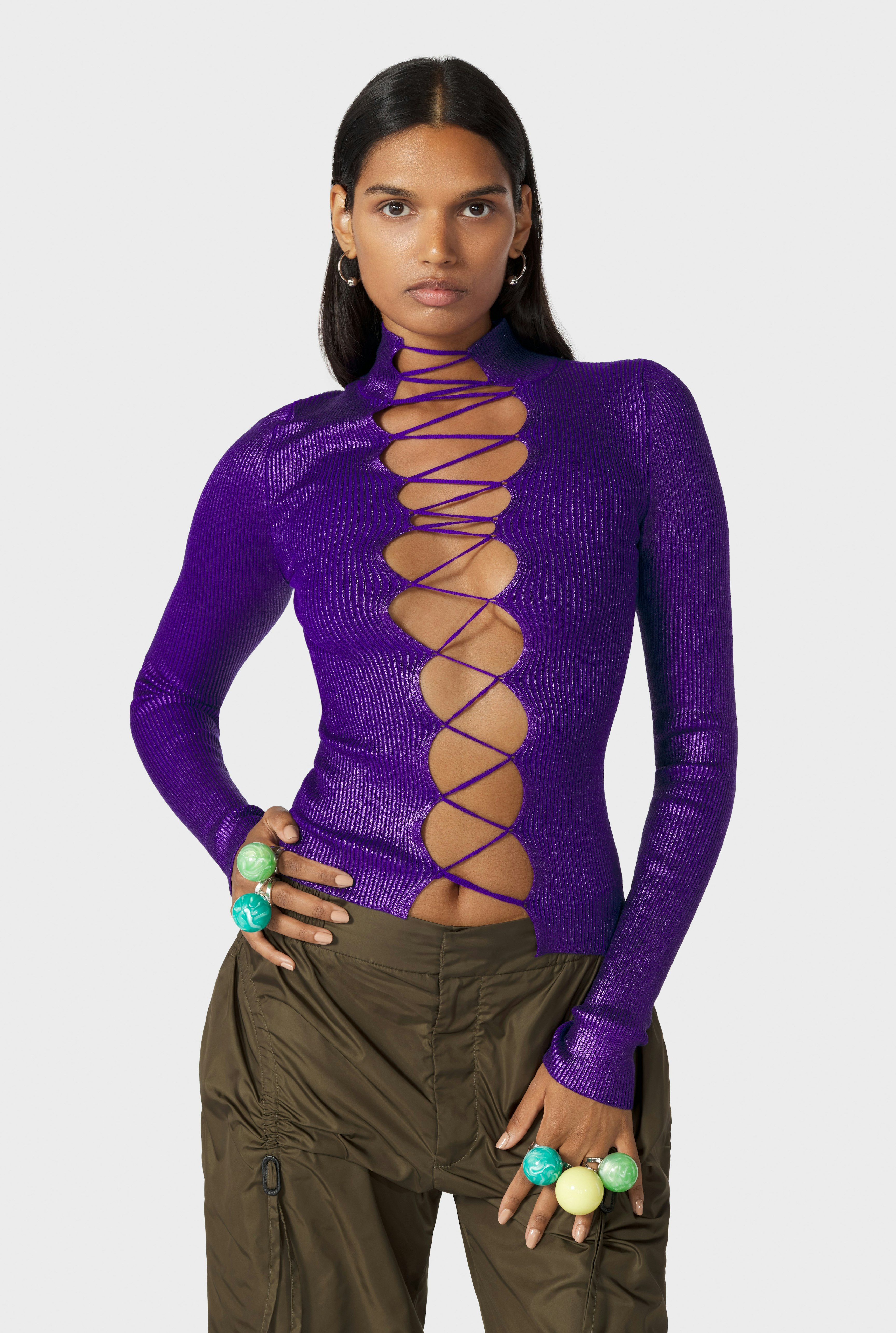 The Purple Cyber Lace-up Top 