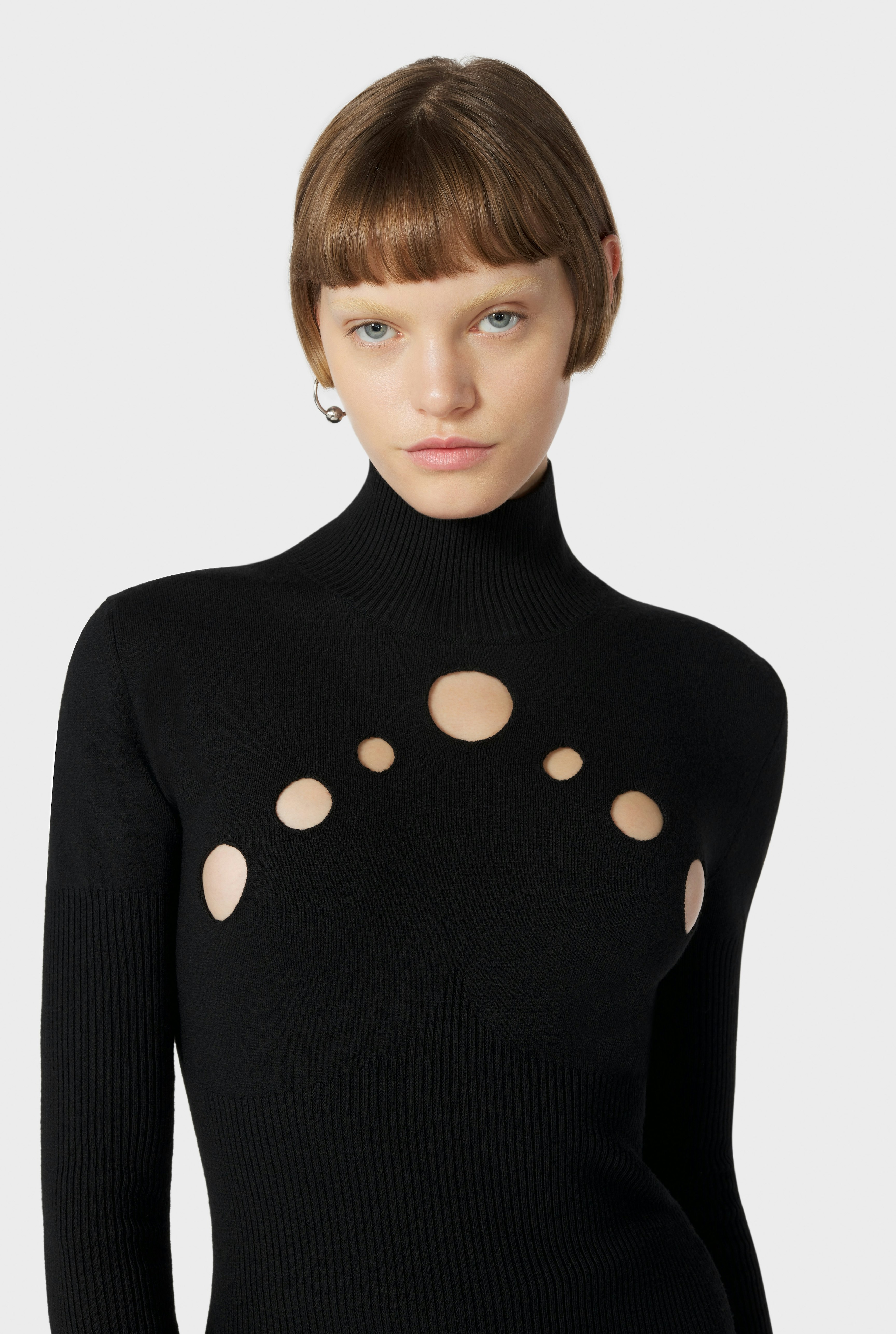 The Black Openworked Knit Sweater