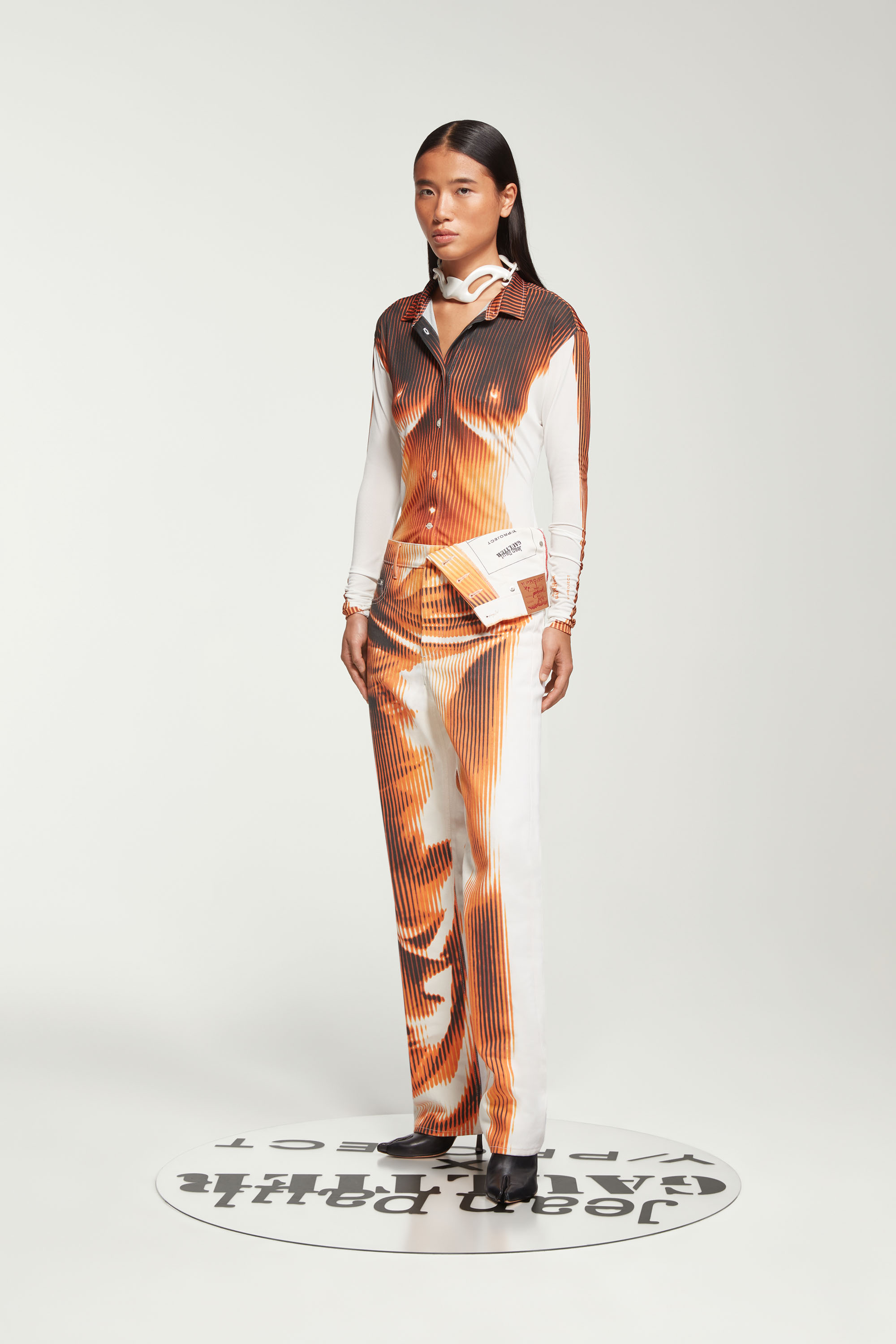 Jean Paul Gaultier - The White & Orange Body Morph Fitted Denim 
