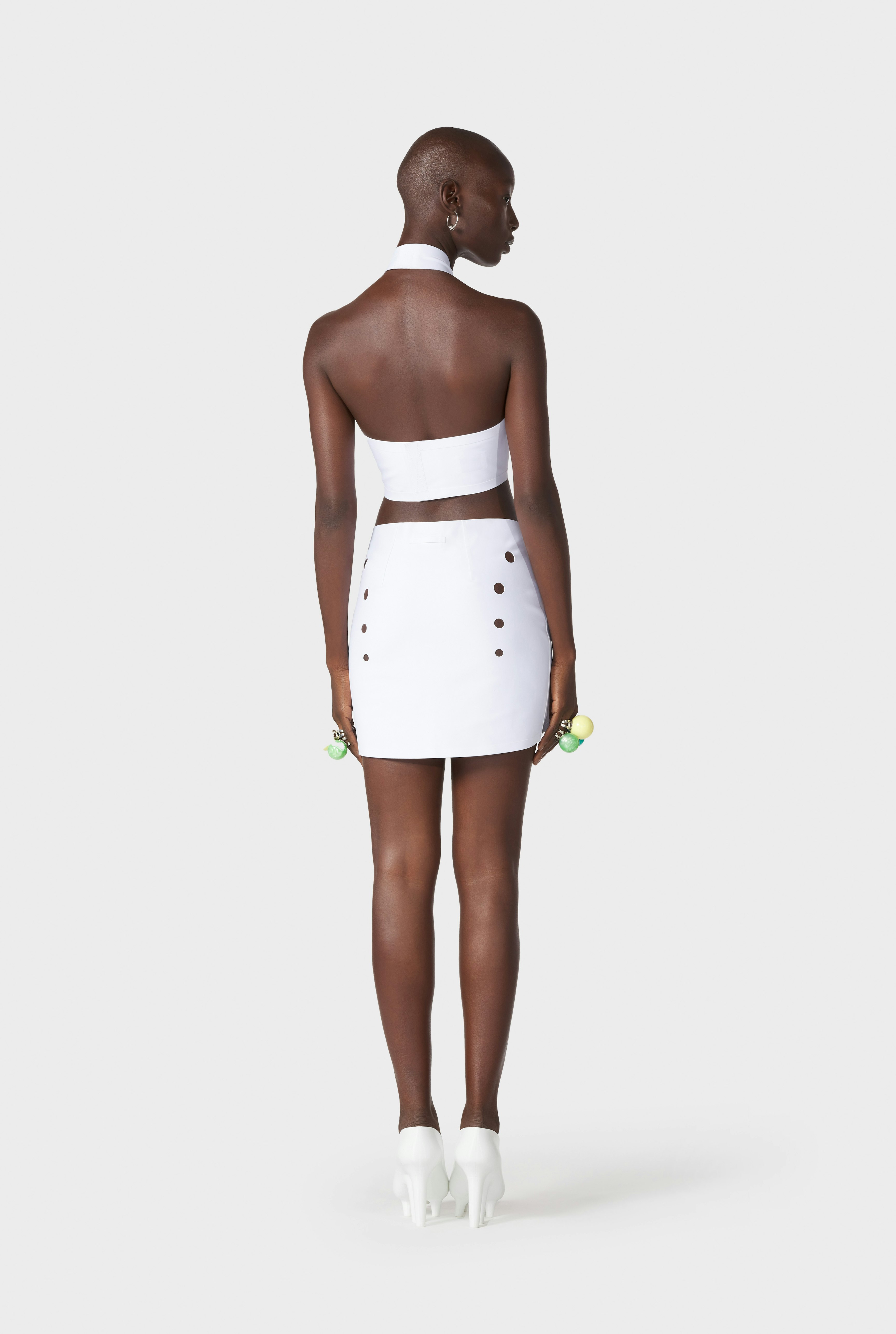 The White Perforated Mini Skirt