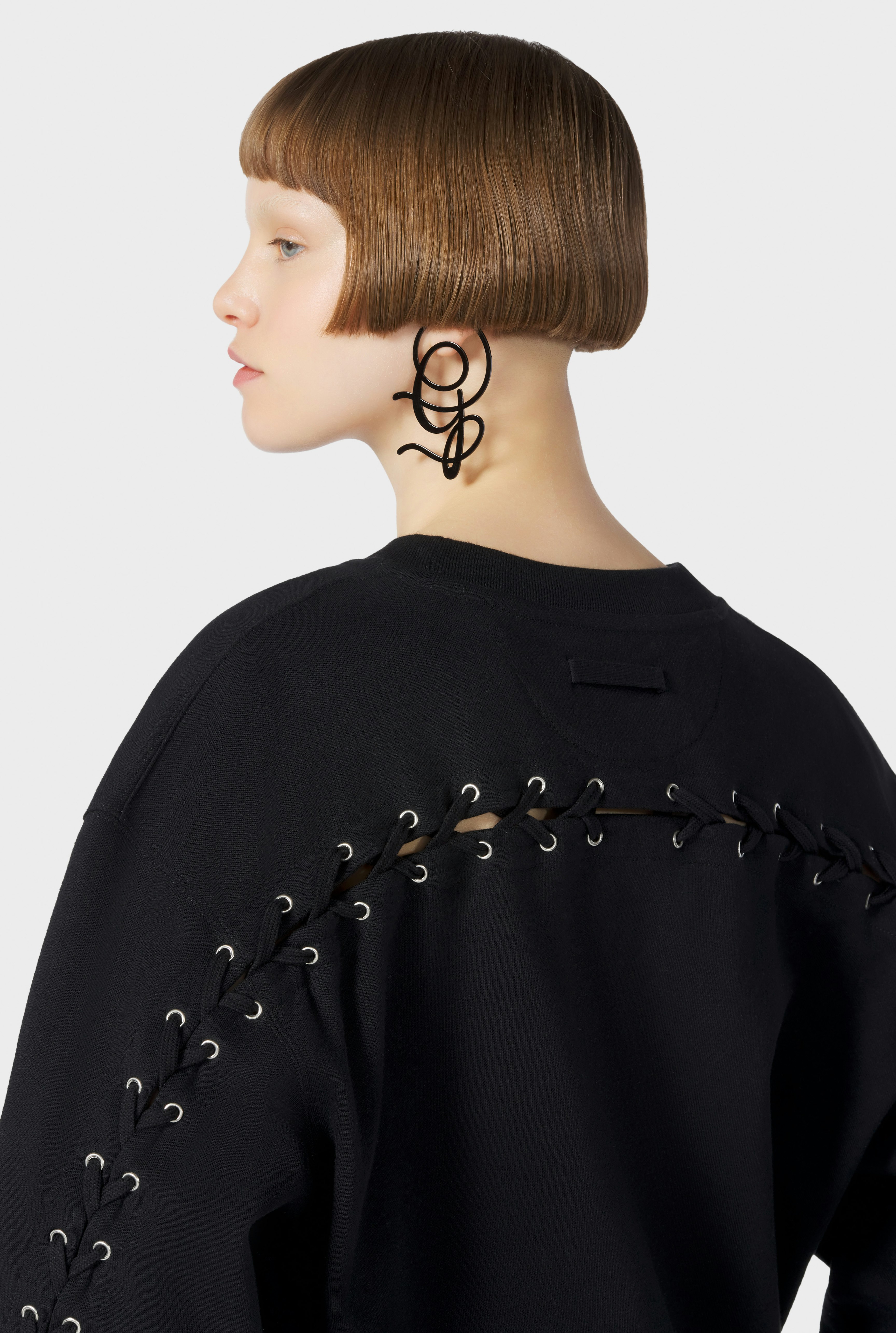 The Black Lace-Up JPG Sweatshirt hover