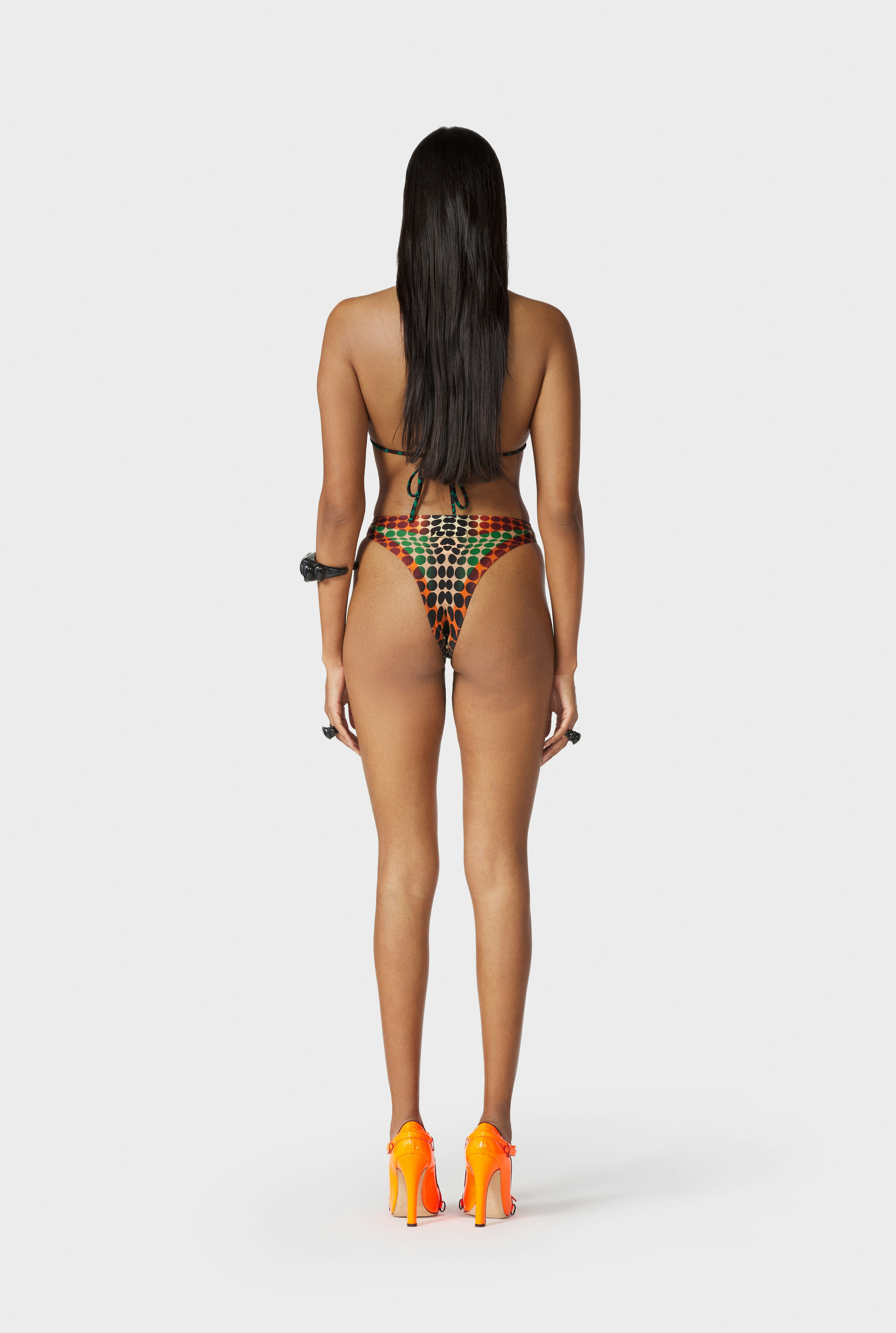 Le Bas de Bikini imprimé dots Marron Jean Paul Gaultier