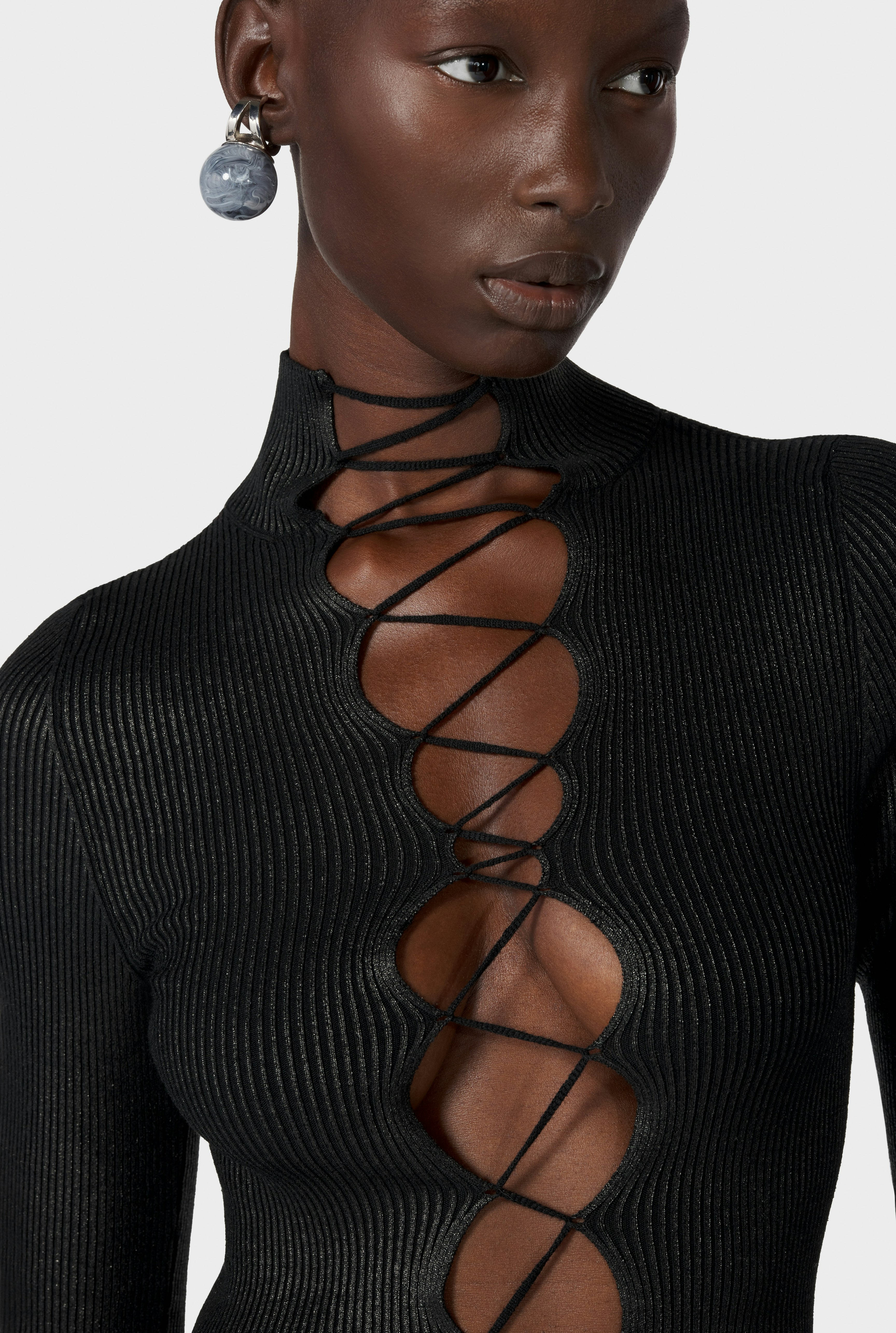 The Black Cyber Lace-up Top 