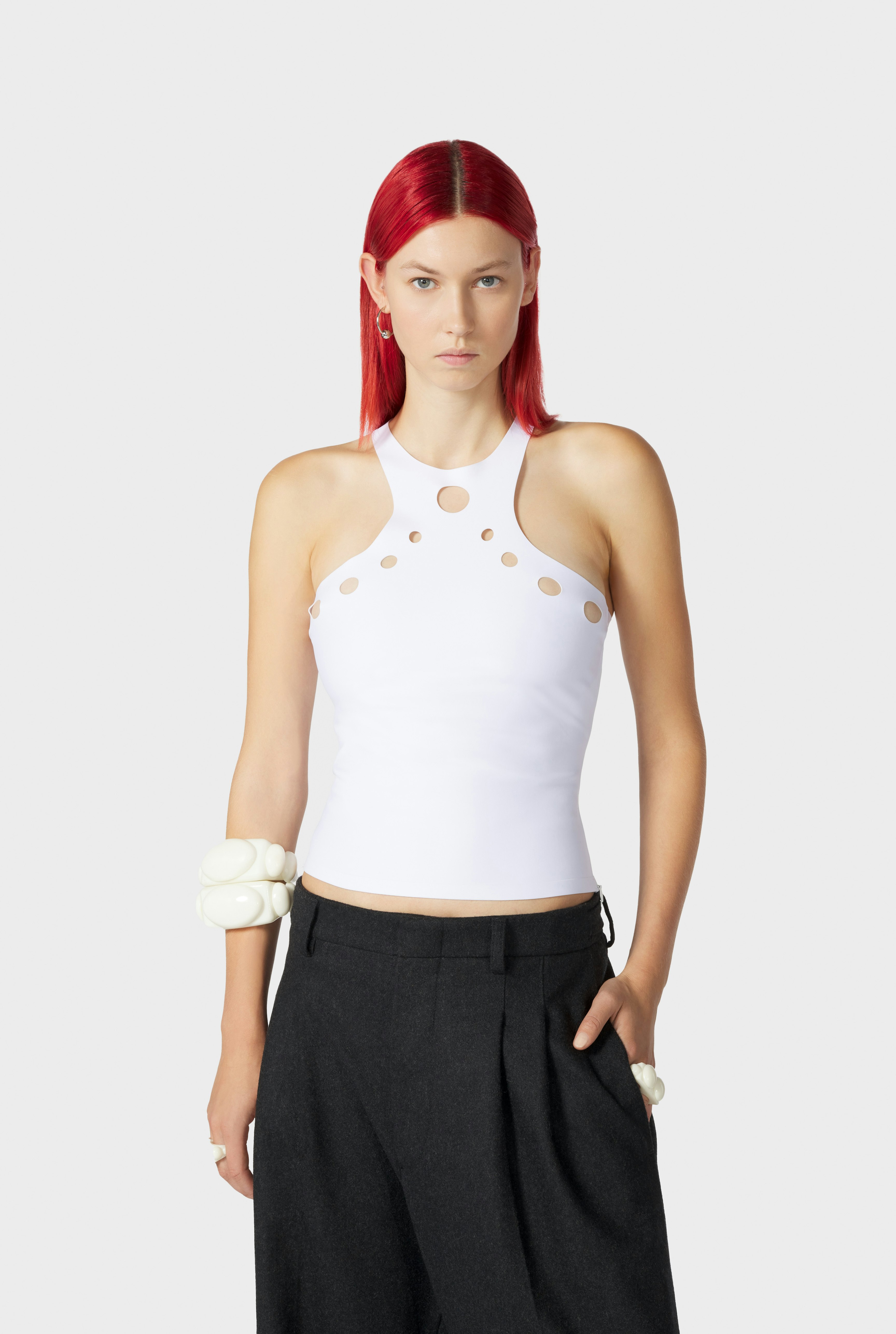 The White Perforated Tank Top 