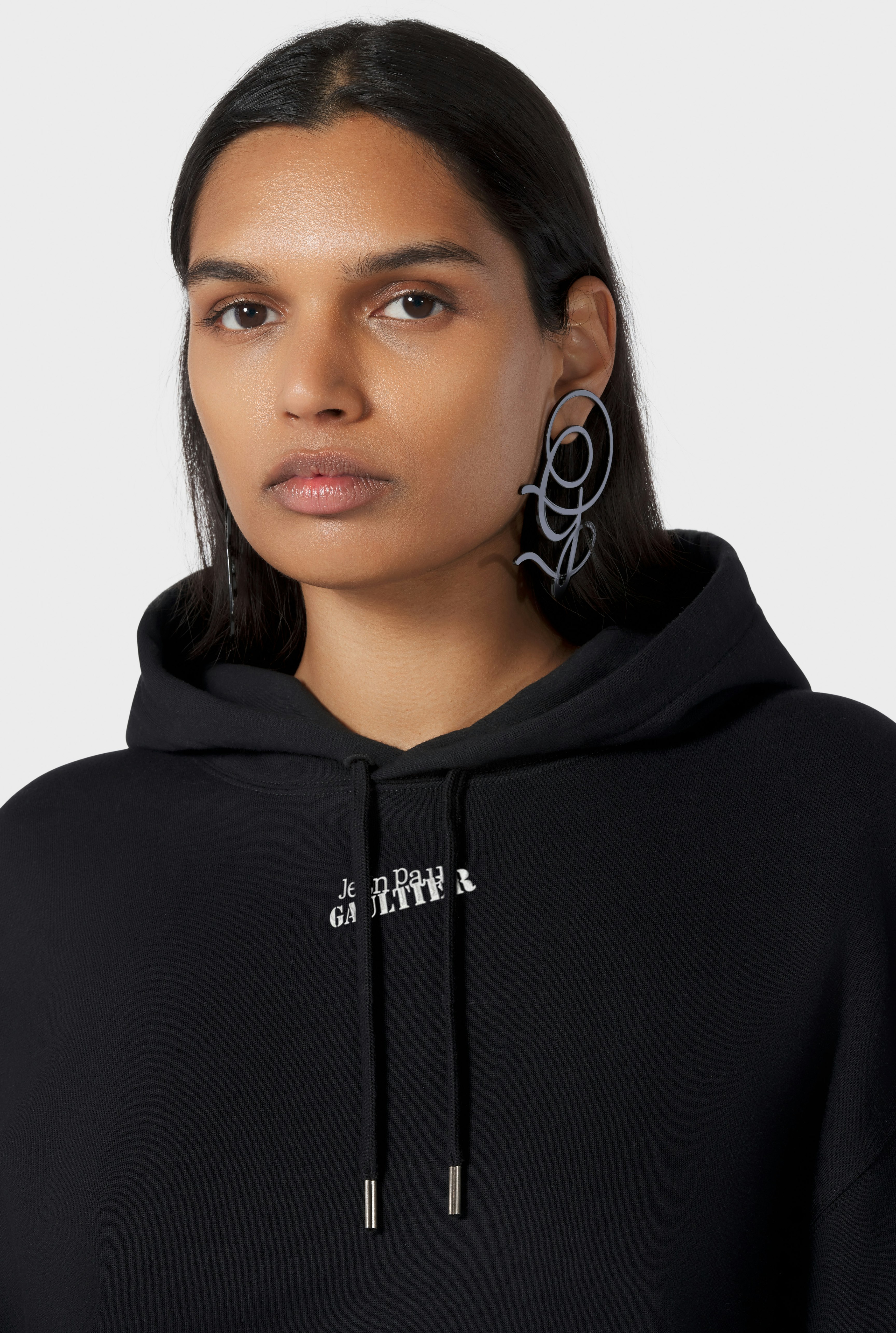 The Black Lace-Up Hooded JPG Sweatshirt