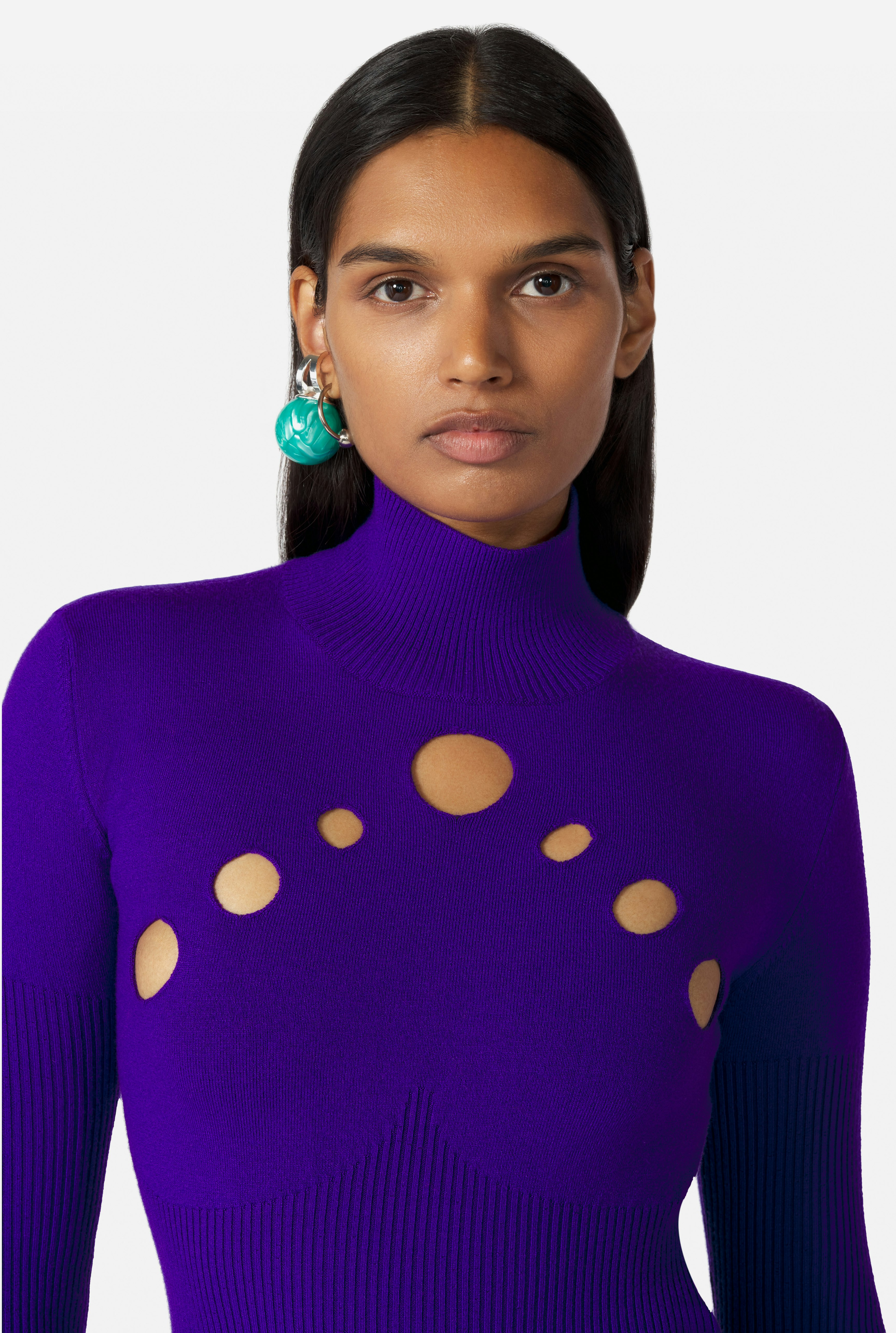 The Purple Openworked Knit Sweater