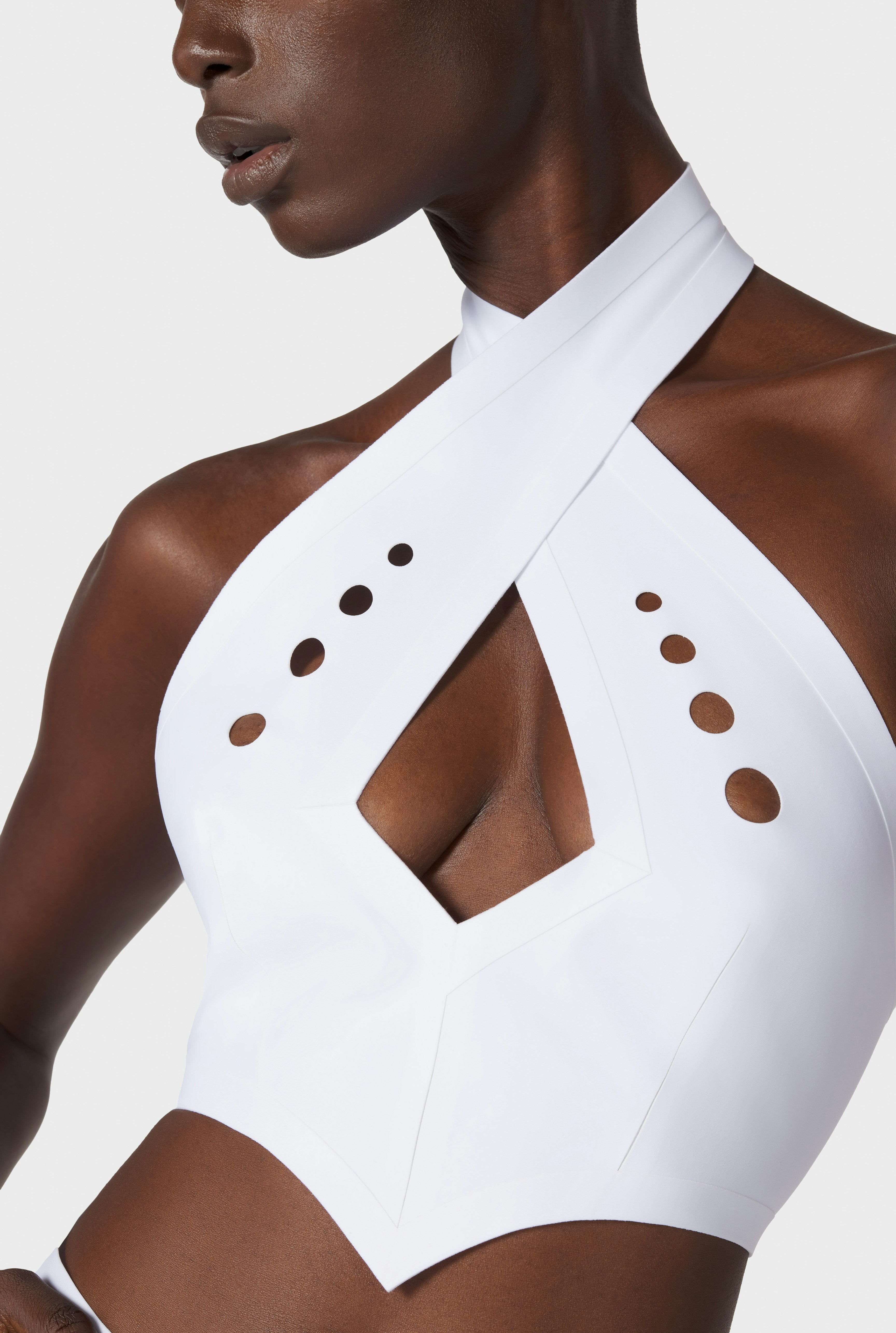 The White Perforated Crop Top