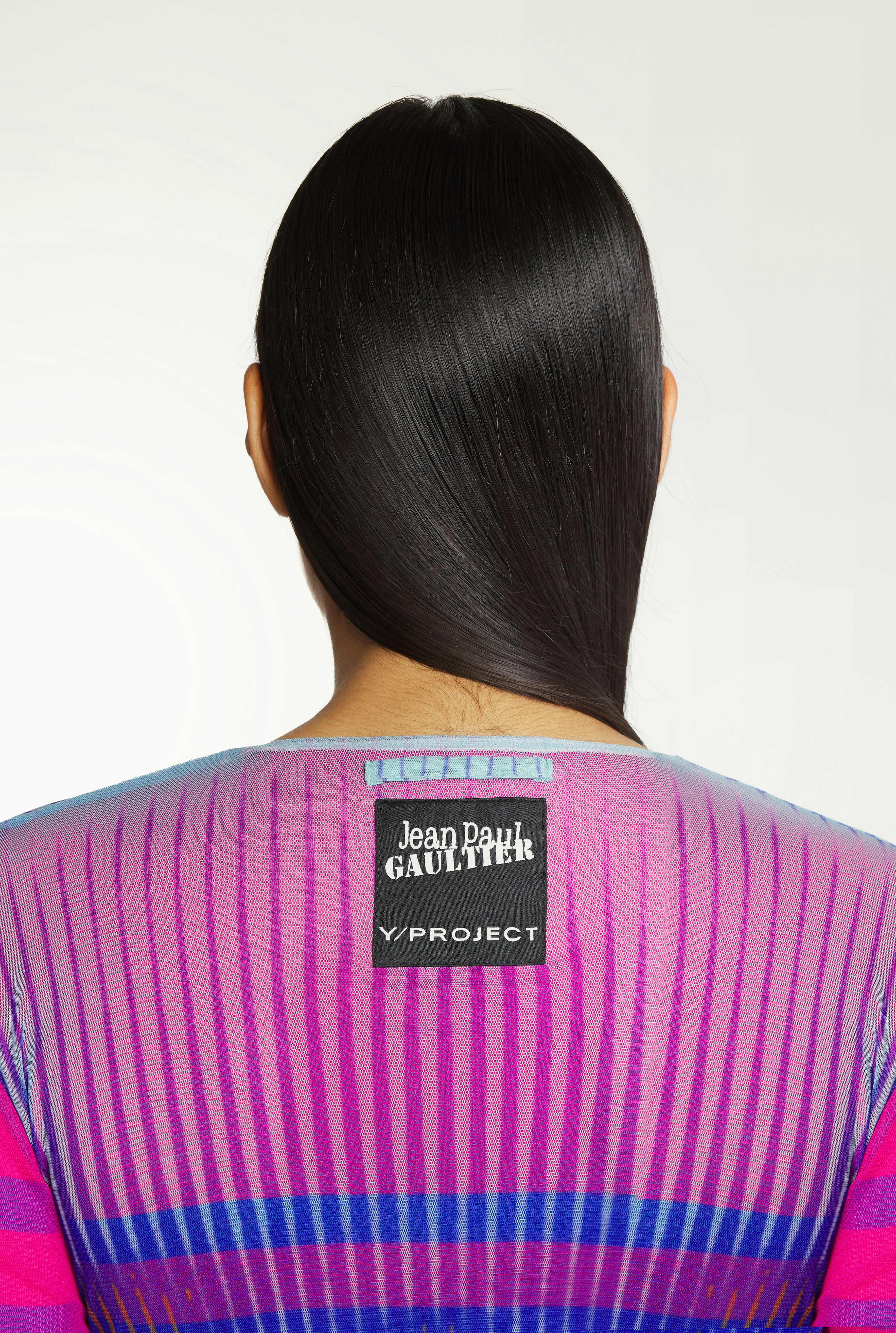 The Pink & Blue Body Morph Marinière Bodysuit by Jean Paul Gaultier x Y/Project