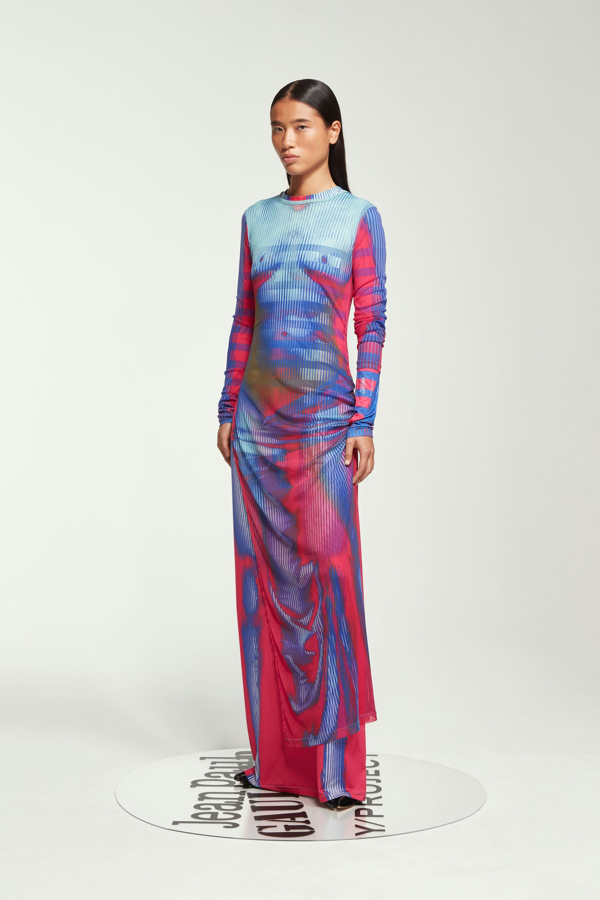 The Pink & Blue Body Morph Long Dress by Jean Paul Gaultier x Y/Project