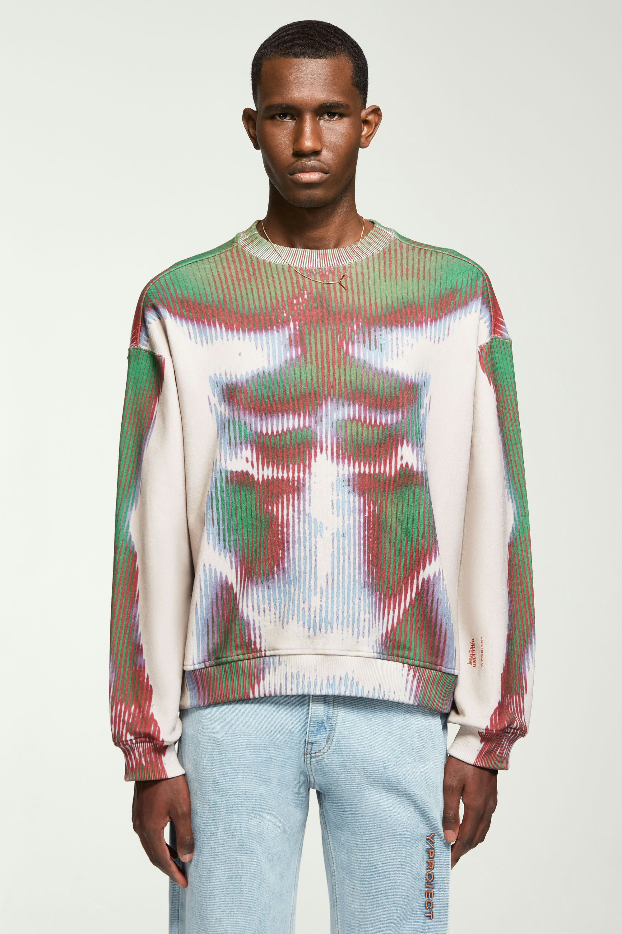 The Green & Beige Body Morph Sweatshirt by Jean Paul Gaultier x Y/Project