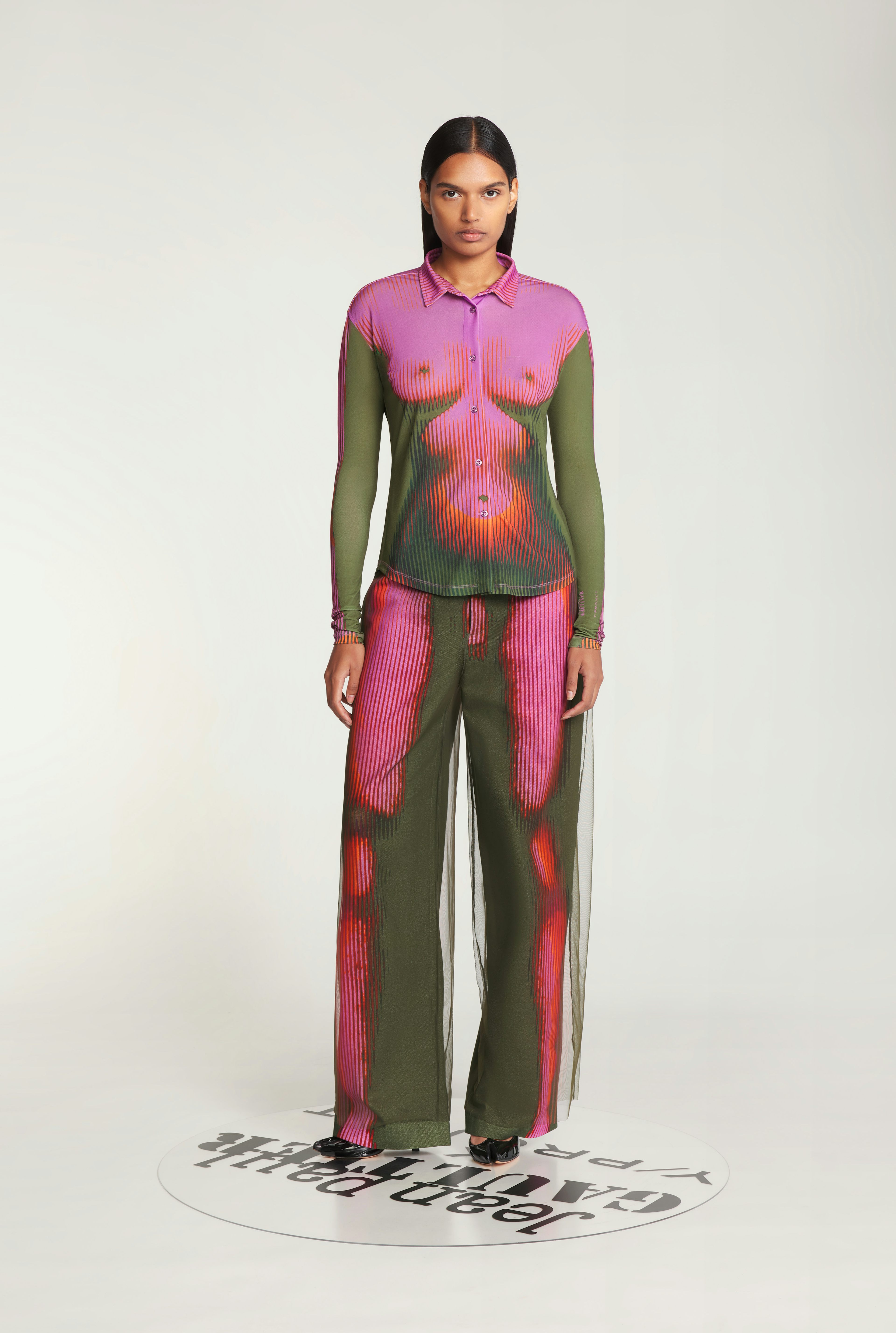 La Chemise Body Morph Rose et Kaki Jean Paul Gaultier x Y/Project