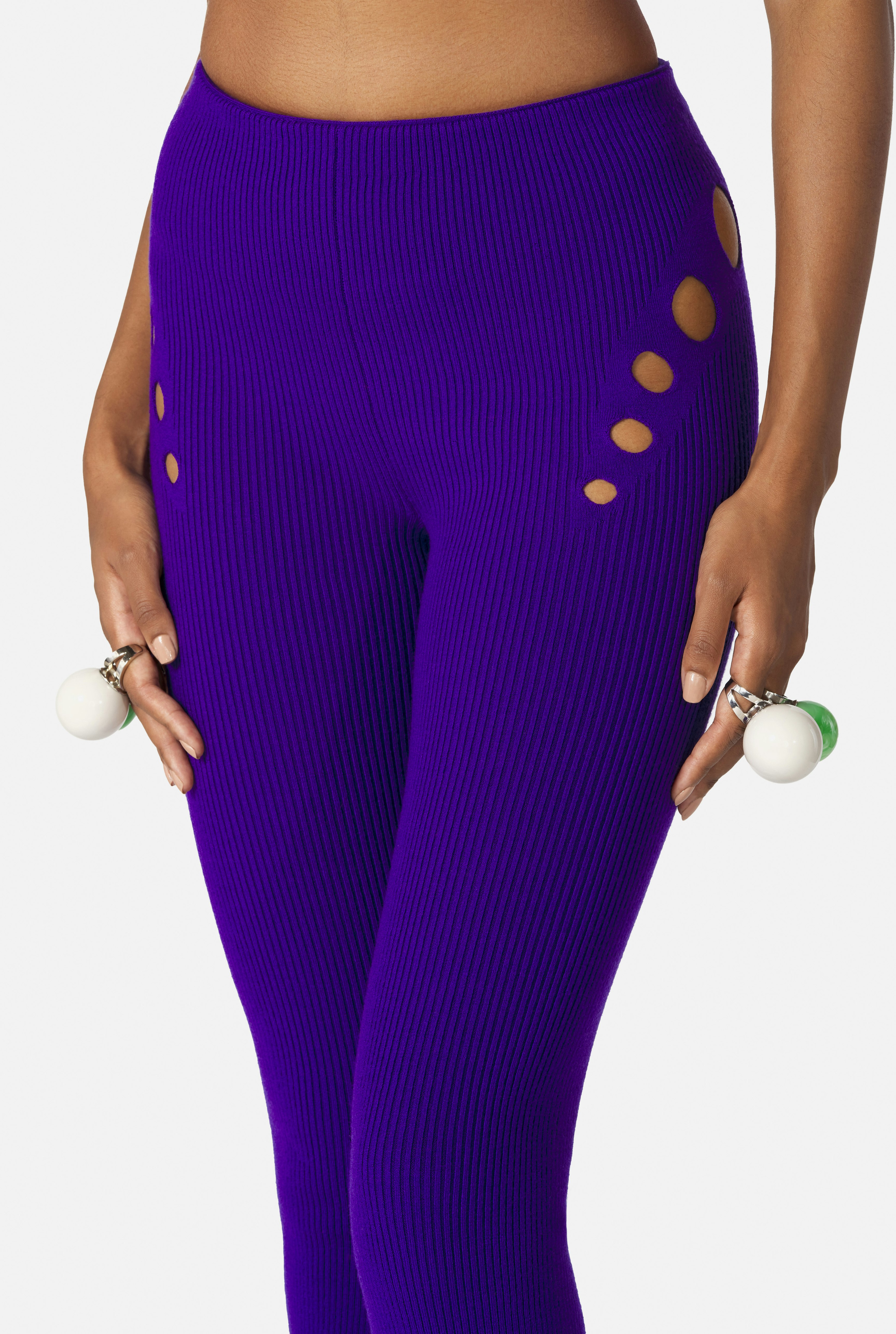 The Purple Openworked Knit Pants