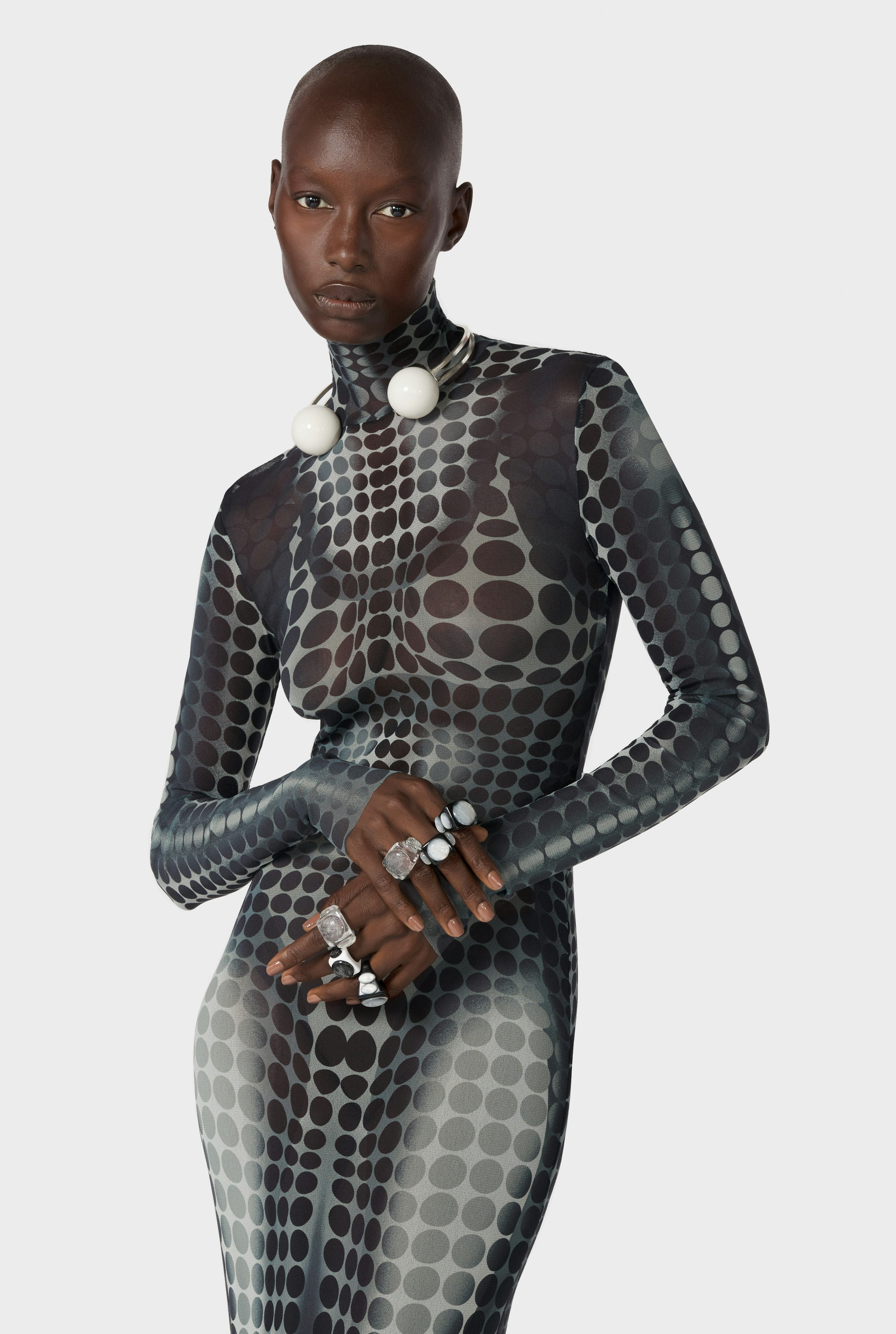 The Black & White dots Print Dress Jean Paul Gaultier