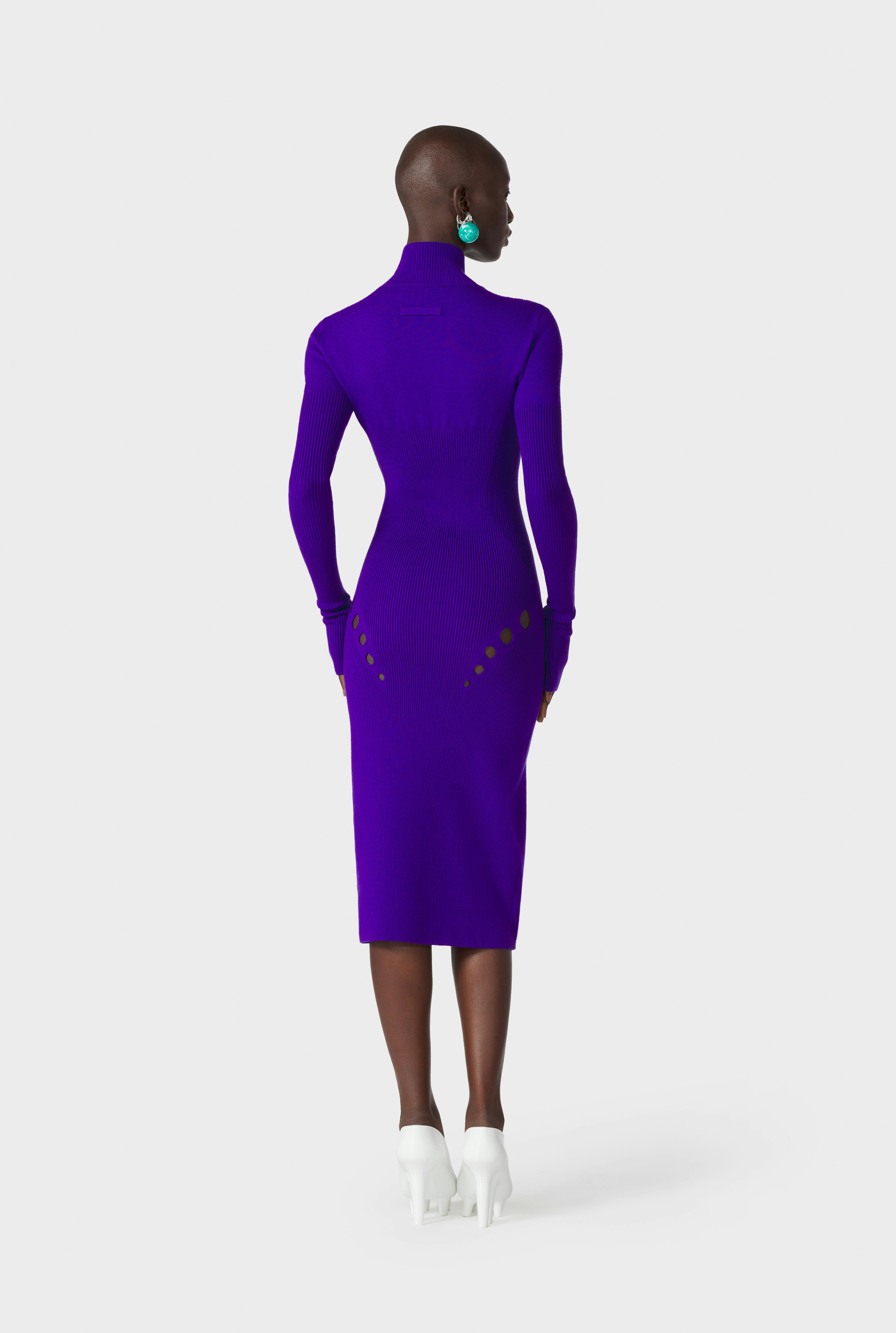 The Purple Openworked Knit Dress 