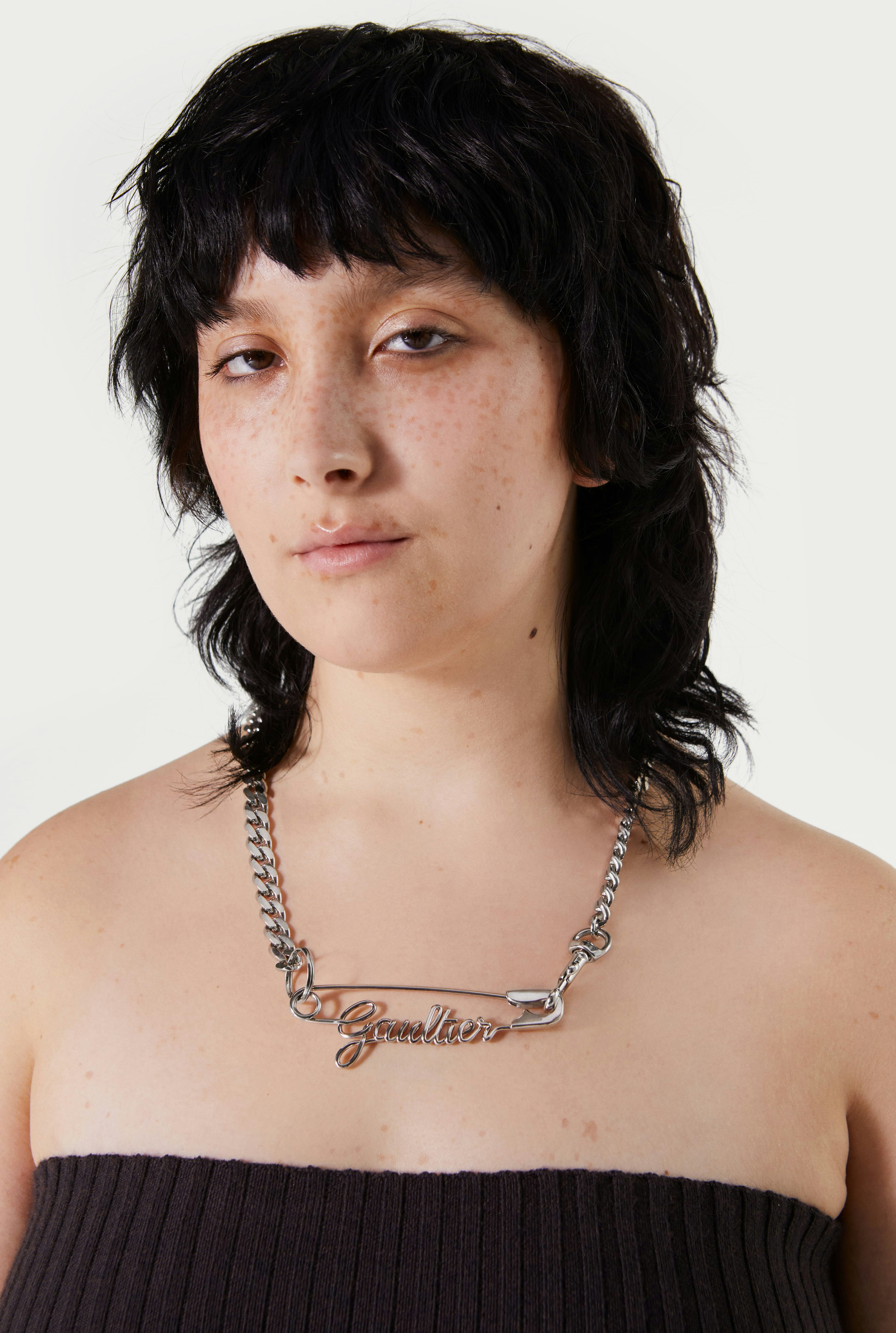 The Gaultier Safety Pin necklace  hover