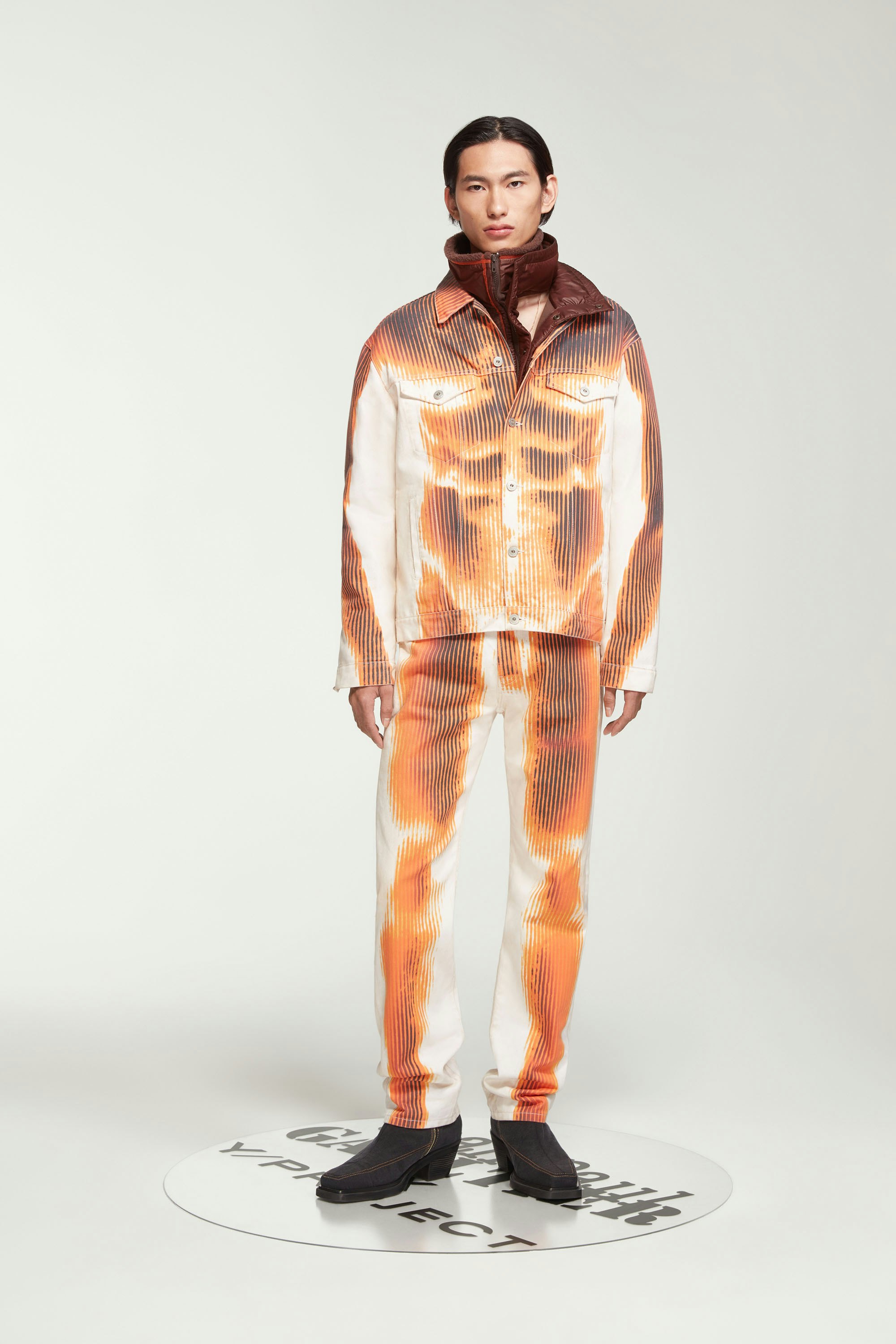 The White & Orange Body Morph Denim Jacket by Jean Paul Gaultier x Y/Project