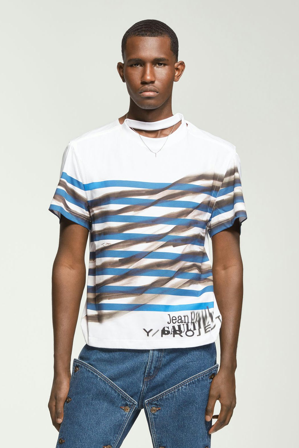 The White & Blue Marinière T-Shirt by Jean Paul Gaultier x Y/Project