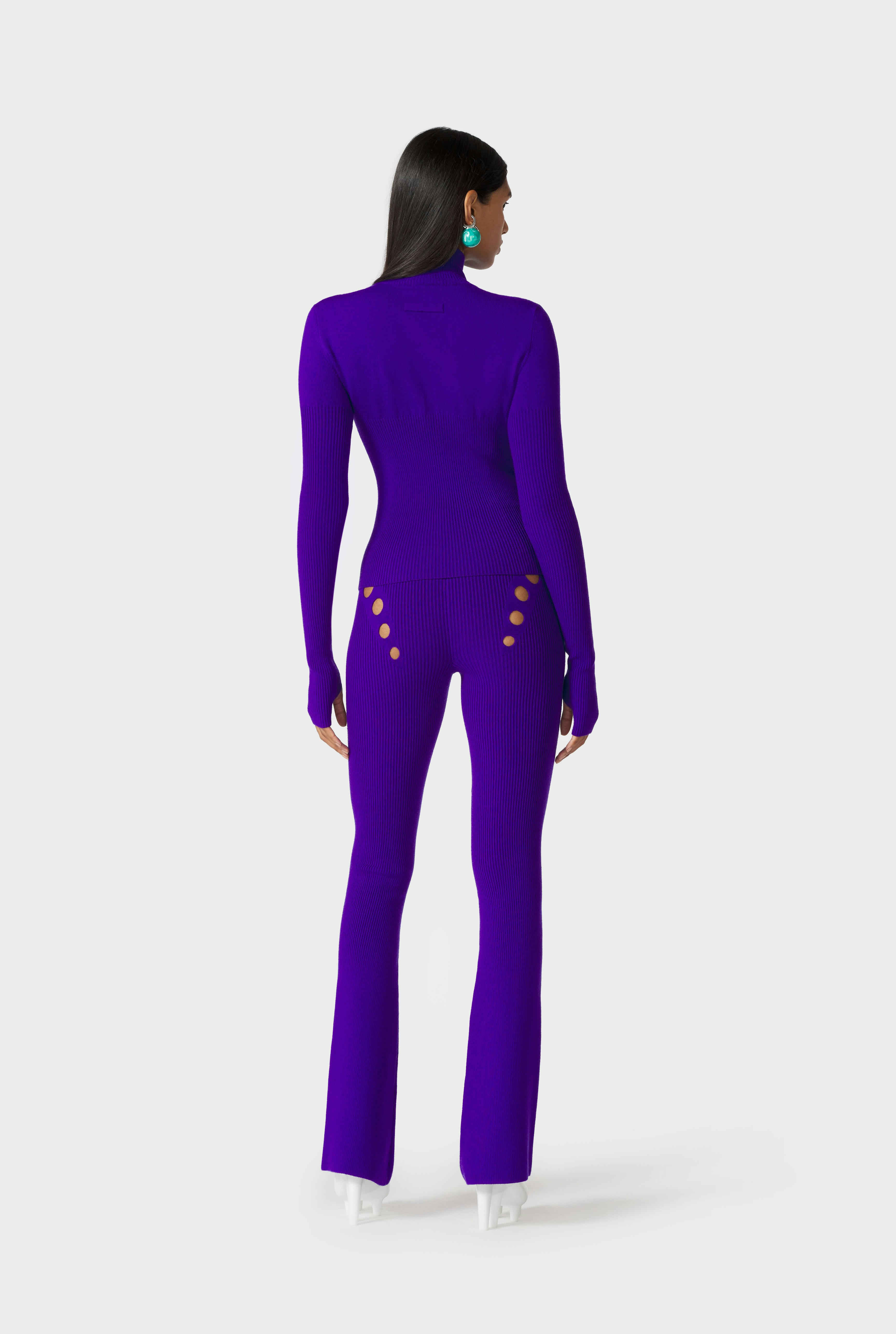 The Purple Openworked Knit Pants