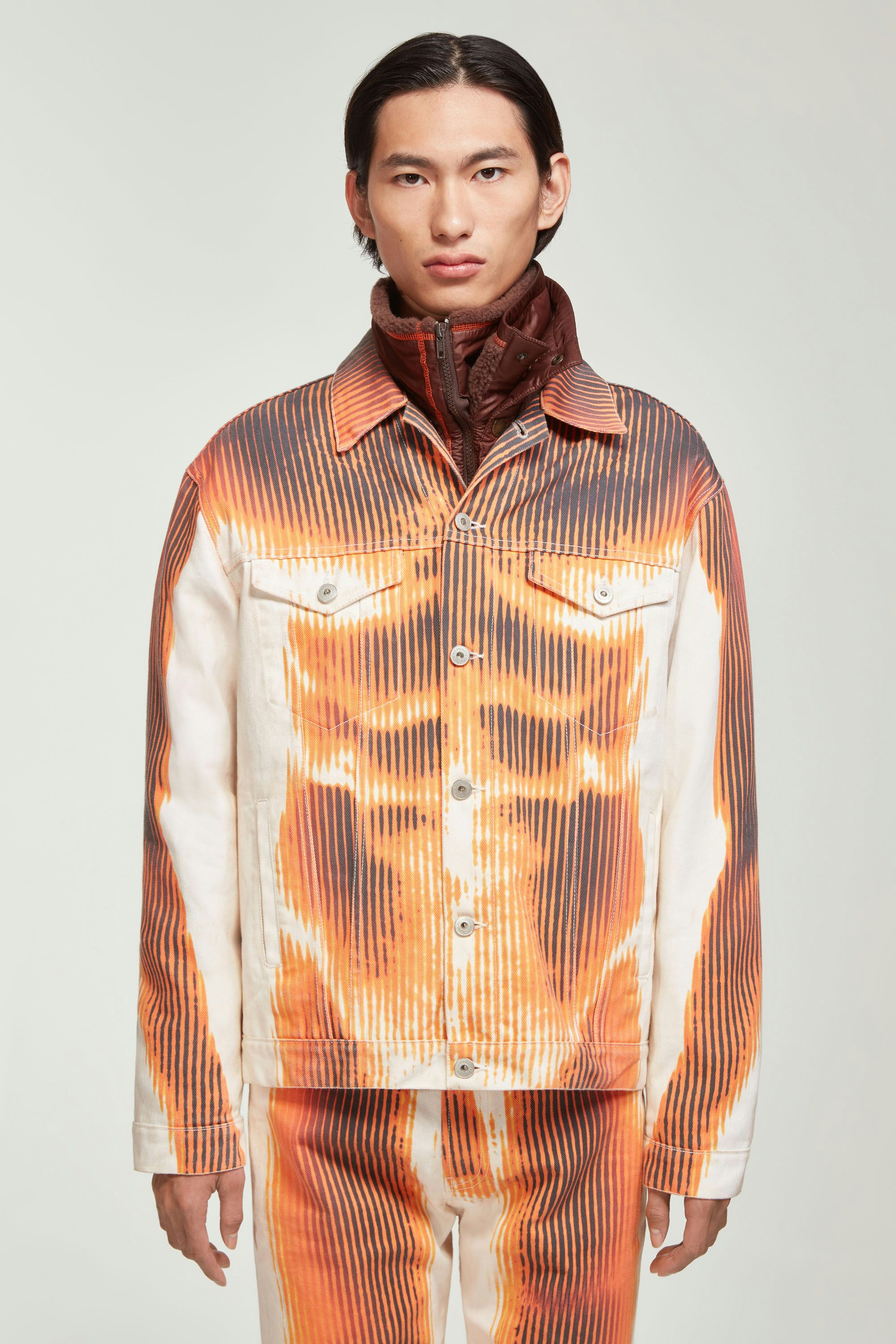 The White & Orange Body Morph Denim Jacket