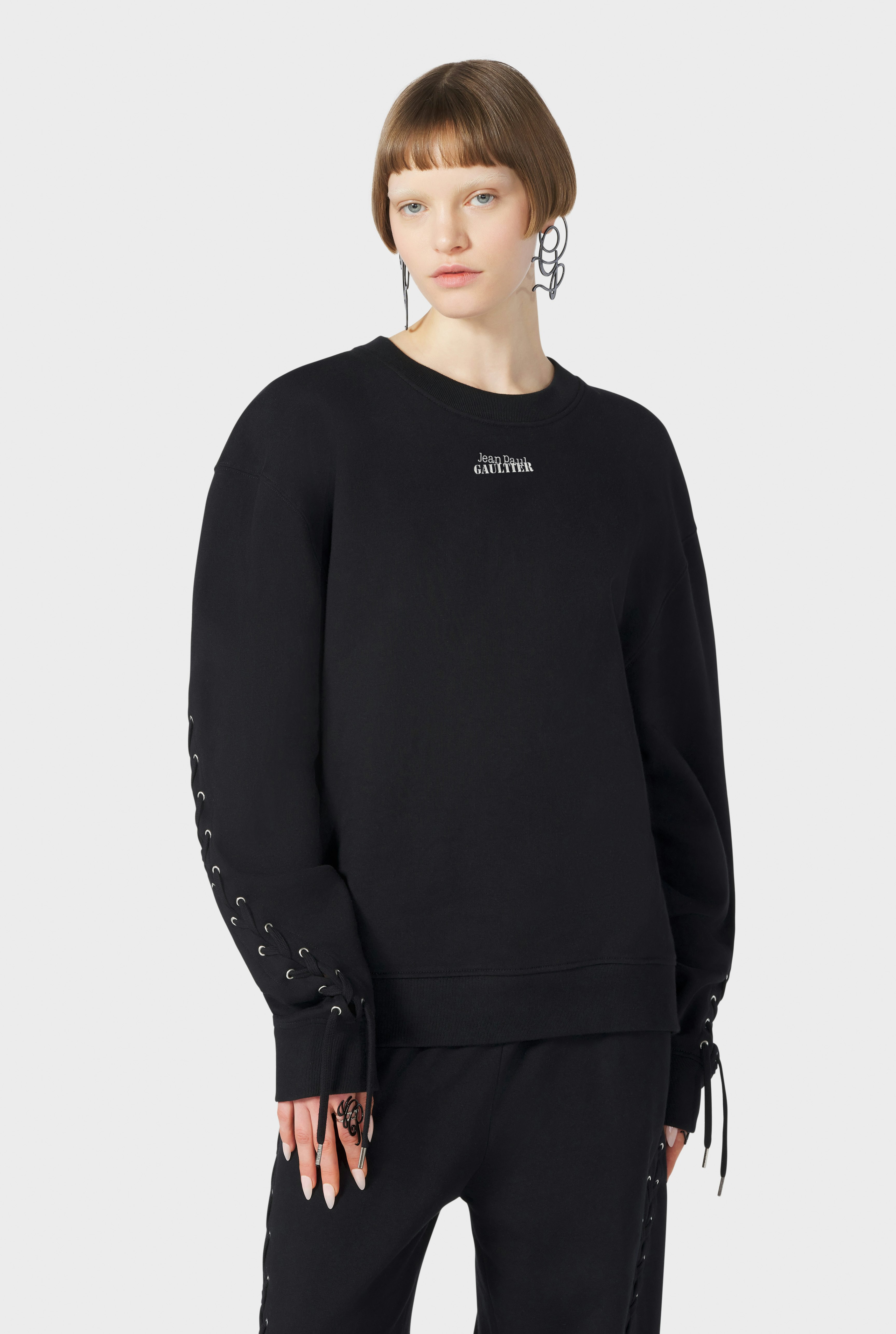 The Black Lace-Up JPG Sweatshirt
