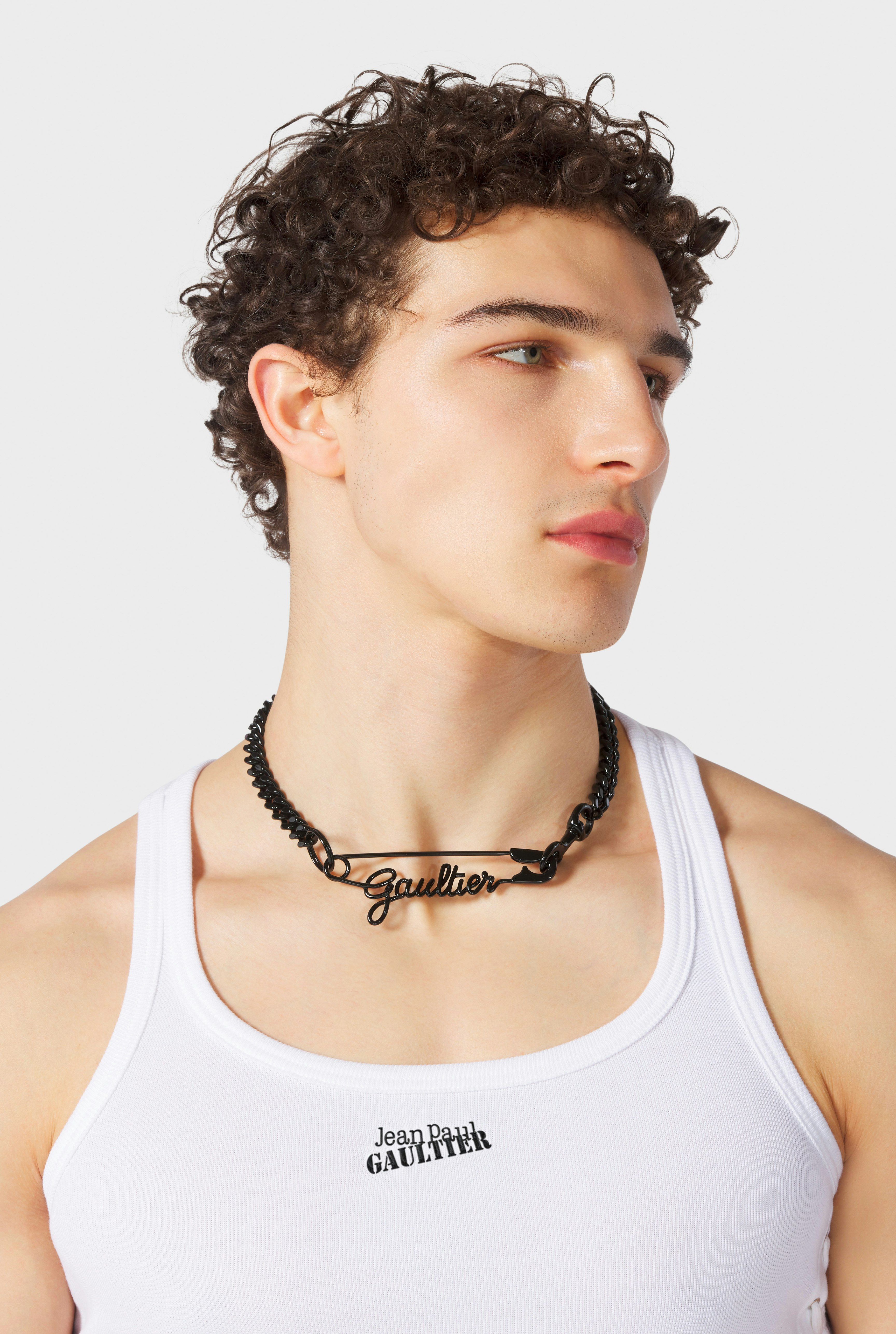 The Black Gaultier Safety Pin Necklace