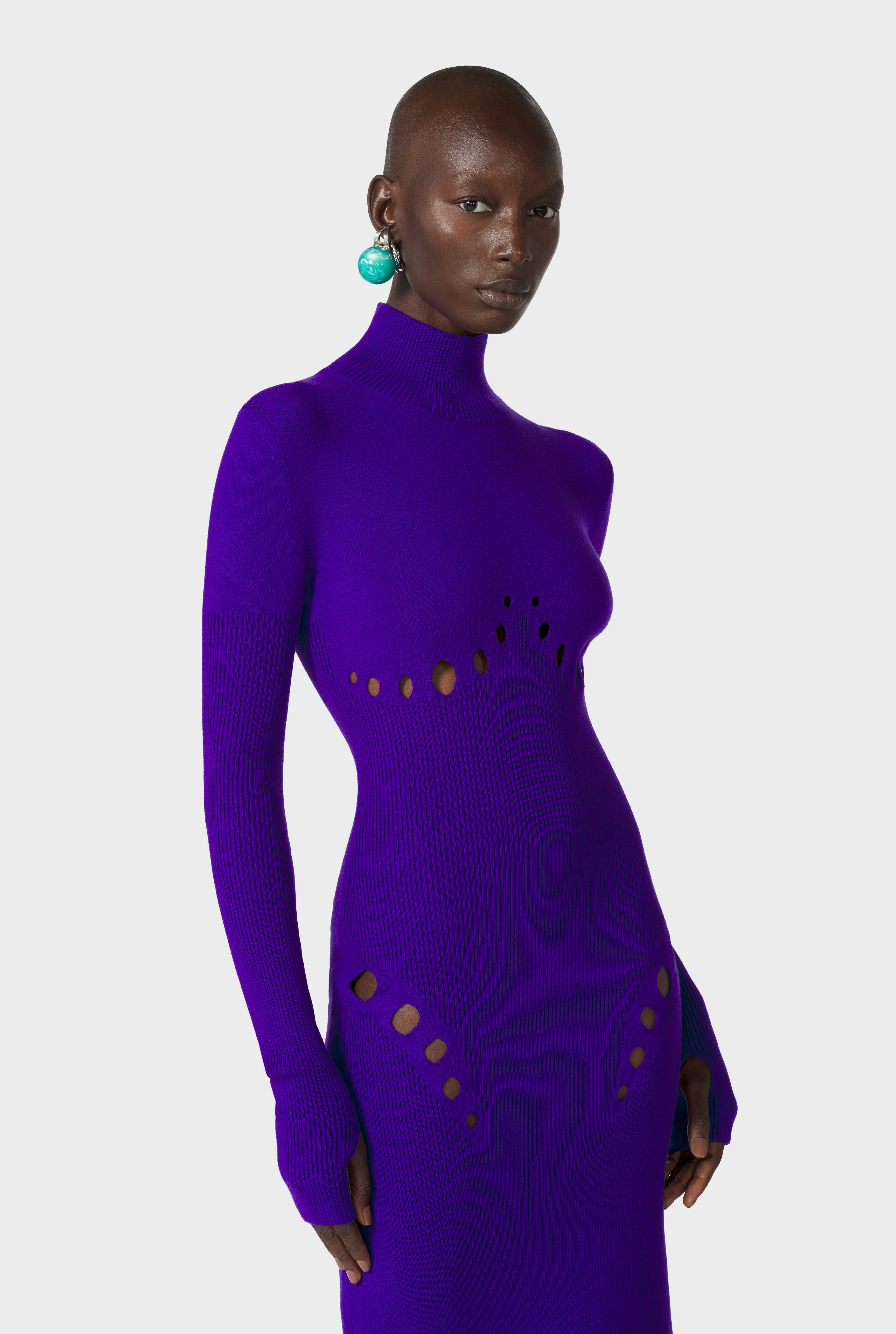 The Purple Openworked Knit Dress 