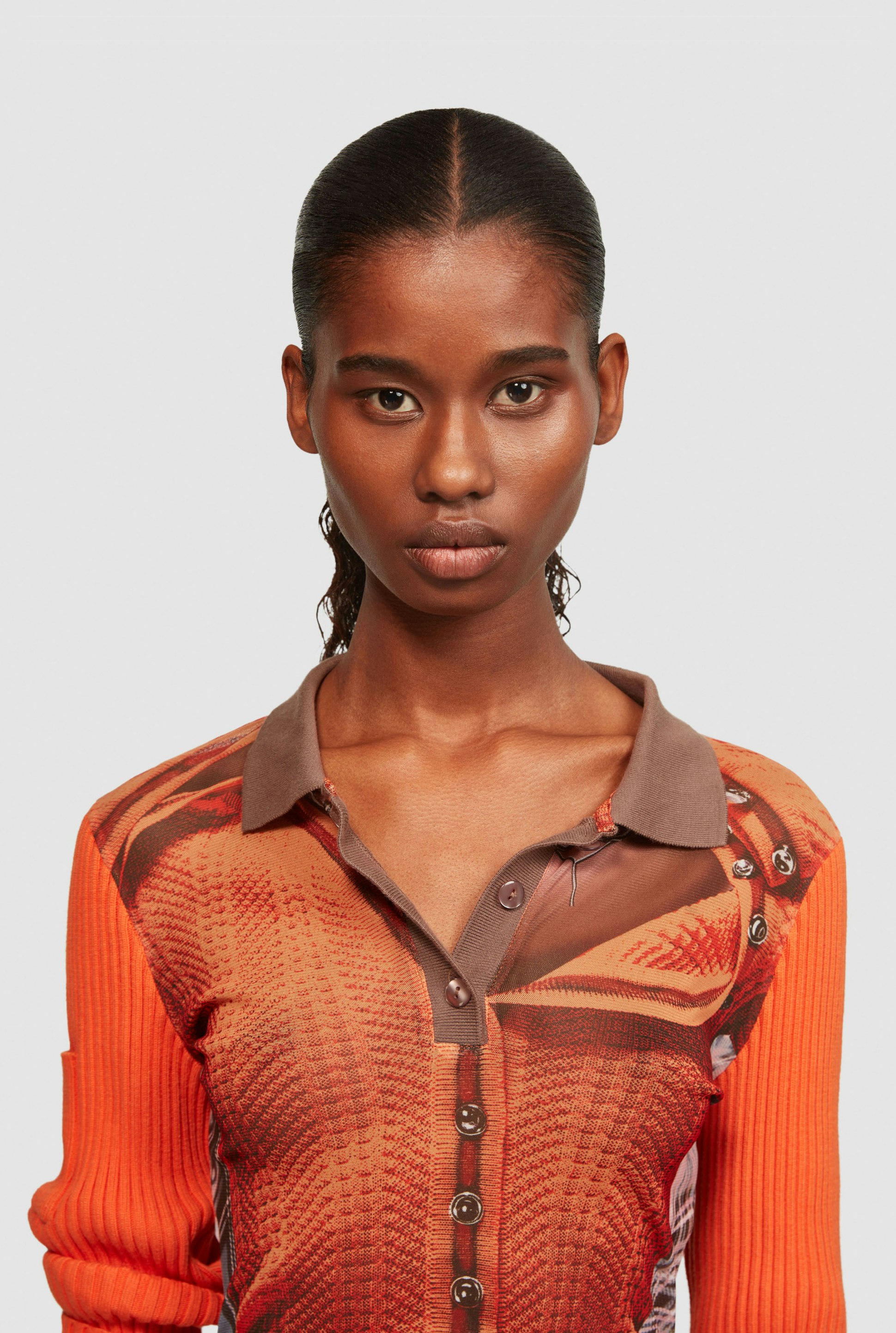 The Orange trompe-l'œil ruffle neck knit Dress